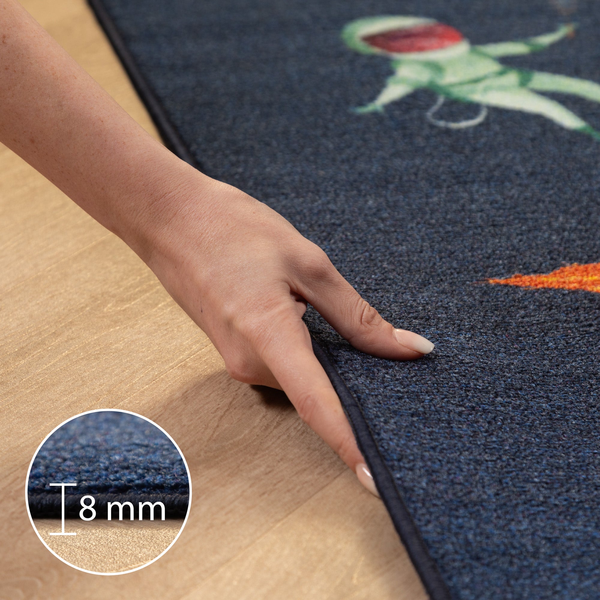 Kinderteppich Jungen oder Mädchen Weltraum Design Spielteppich Rutschfest