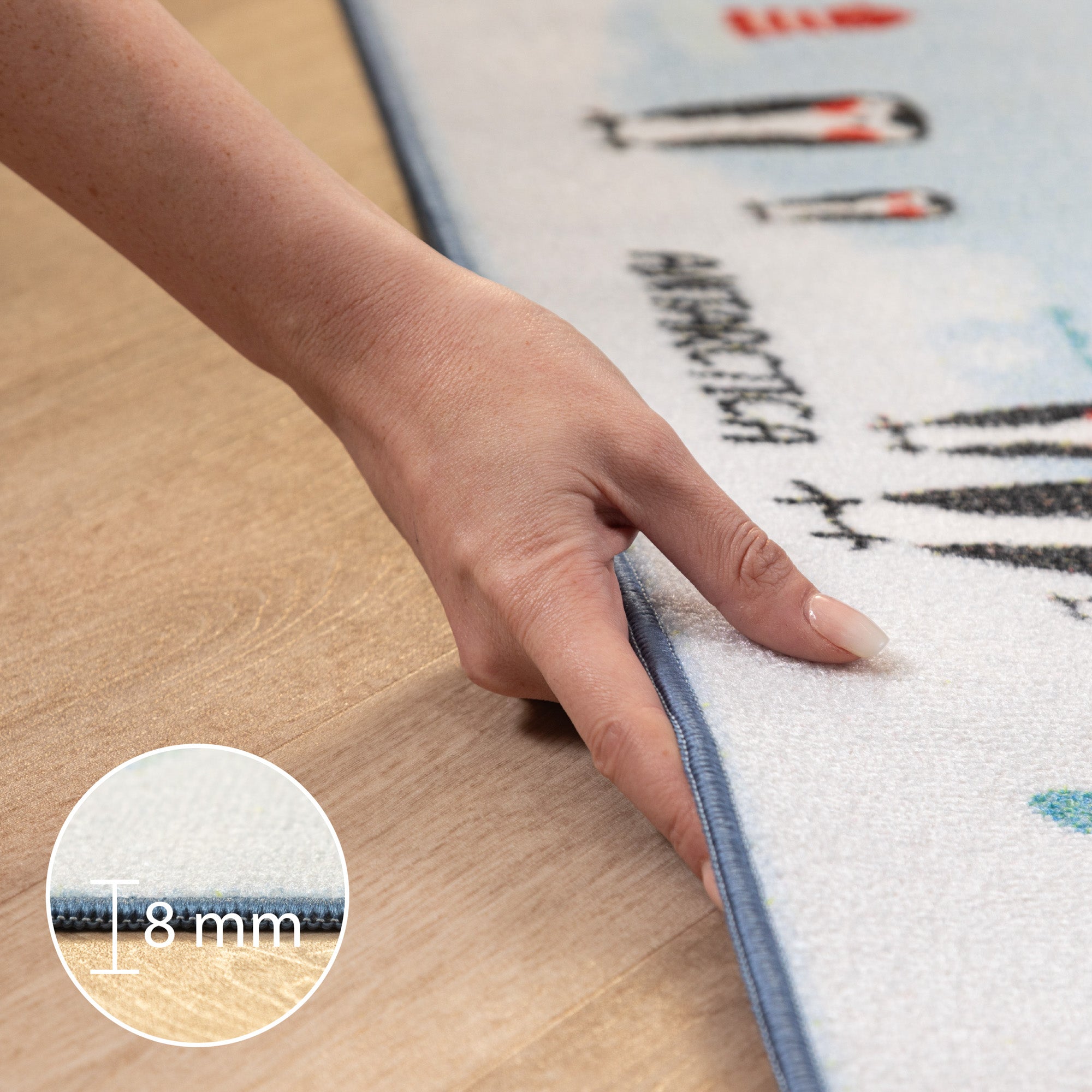 Kinderteppich Jungen oder Mädchen Weltkarte Tierdesign Spielteppich Rutschfest