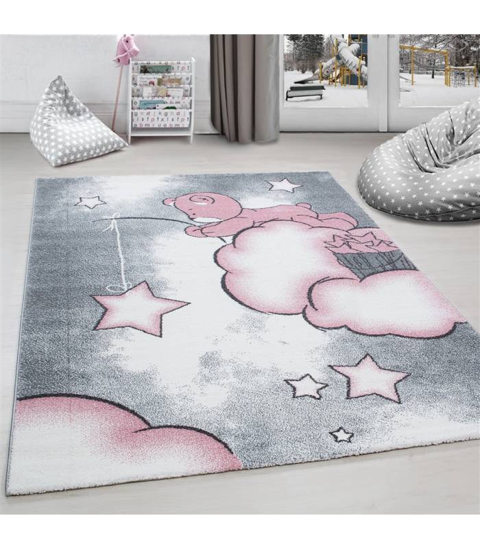 Children's carpet short pile lighthouse seafaring ship children's room gray beige