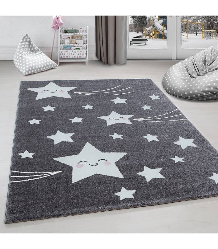 Children's carpet short pile lighthouse seafaring ship children's room gray beige