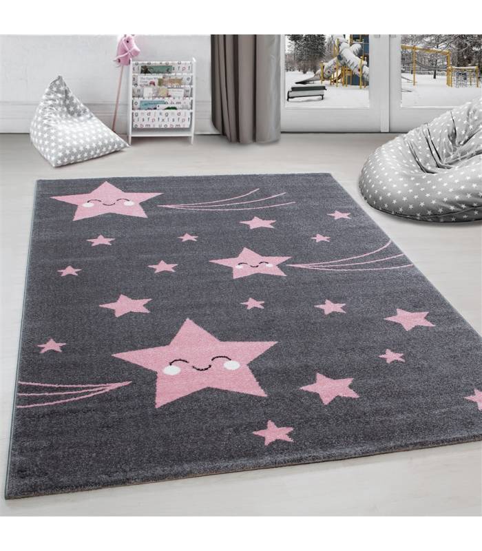 Children's carpet short pile lighthouse seafaring ship children's room gray beige