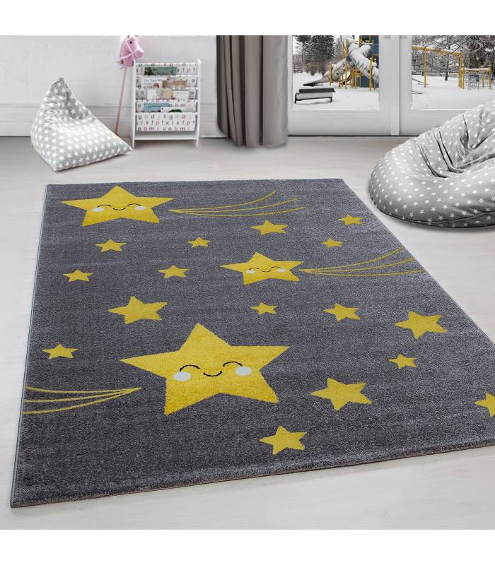 Children's carpet short pile lighthouse seafaring ship children's room gray beige