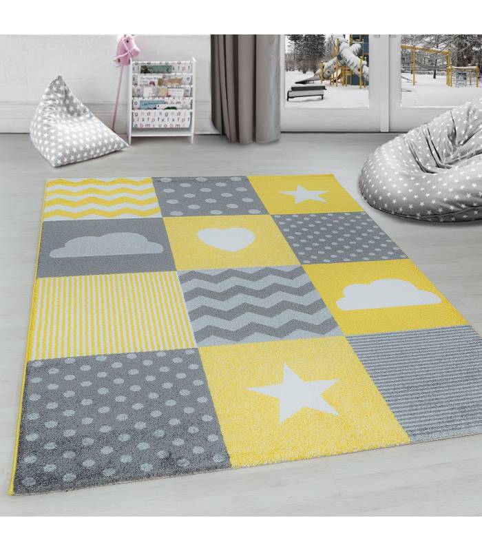 Children's carpet short pile lighthouse seafaring ship children's room gray beige