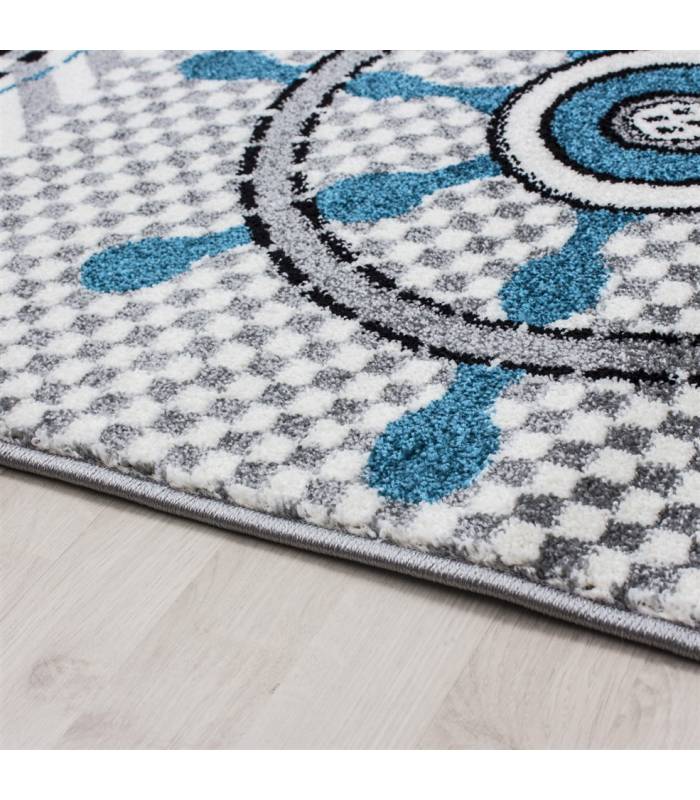 Children's carpet short pile lighthouse seafaring ship children's room gray beige