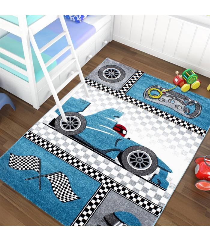 Children's carpet short pile lighthouse seafaring ship children's room gray beige