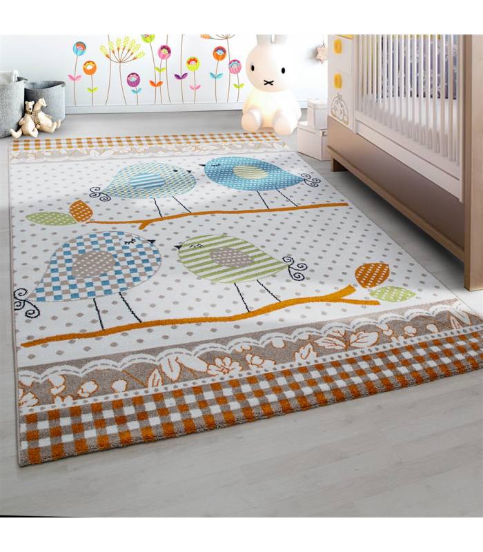 Children's carpet short pile lighthouse seafaring ship children's room gray beige