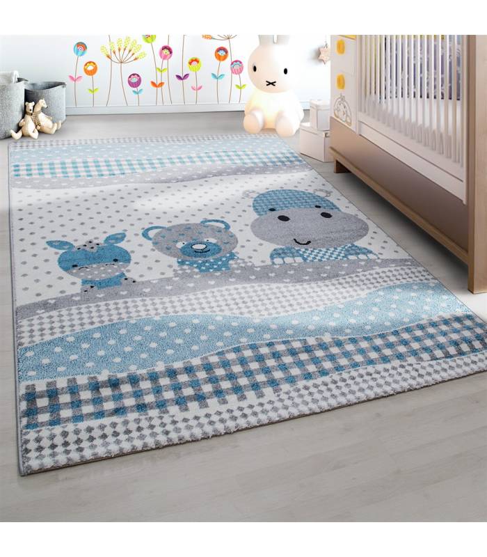 Children's carpet short pile lighthouse seafaring ship children's room gray beige