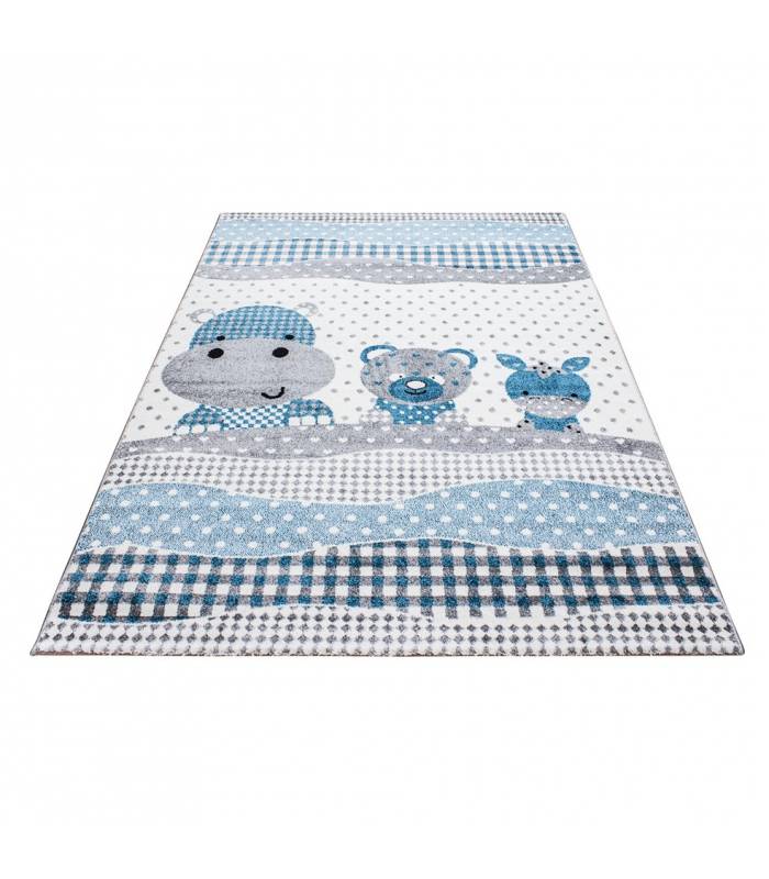 Children's carpet short pile lighthouse seafaring ship children's room gray beige