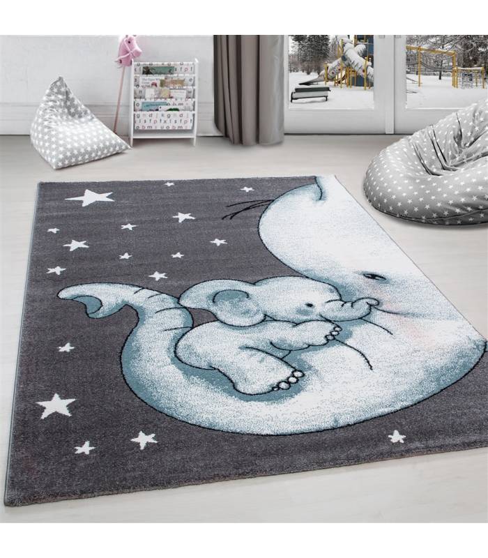 Children's carpet short pile lighthouse seafaring ship children's room gray beige