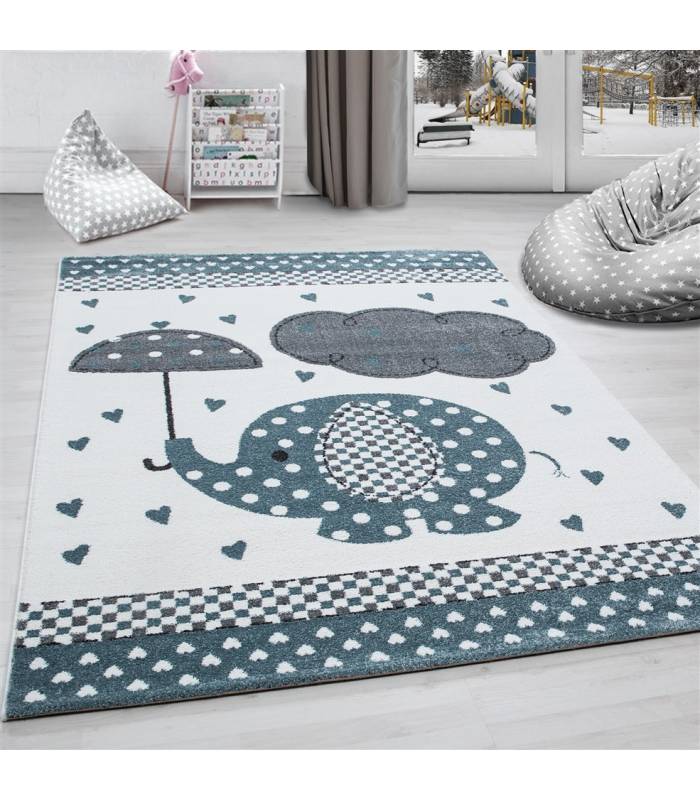 Children's carpet short pile lighthouse seafaring ship children's room gray beige