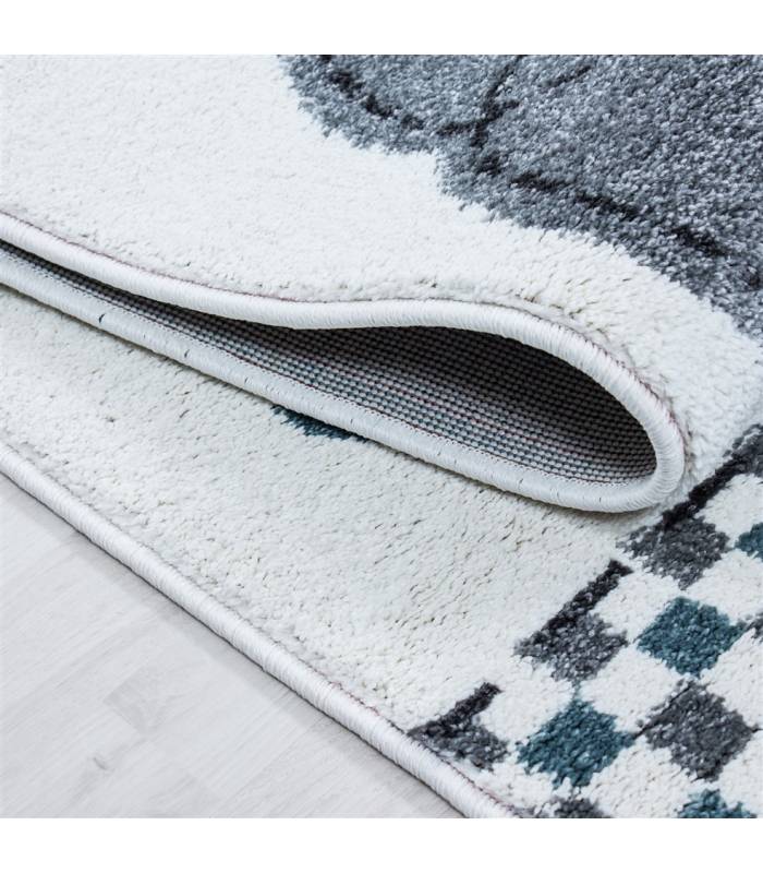 Children's carpet short pile lighthouse seafaring ship children's room gray beige