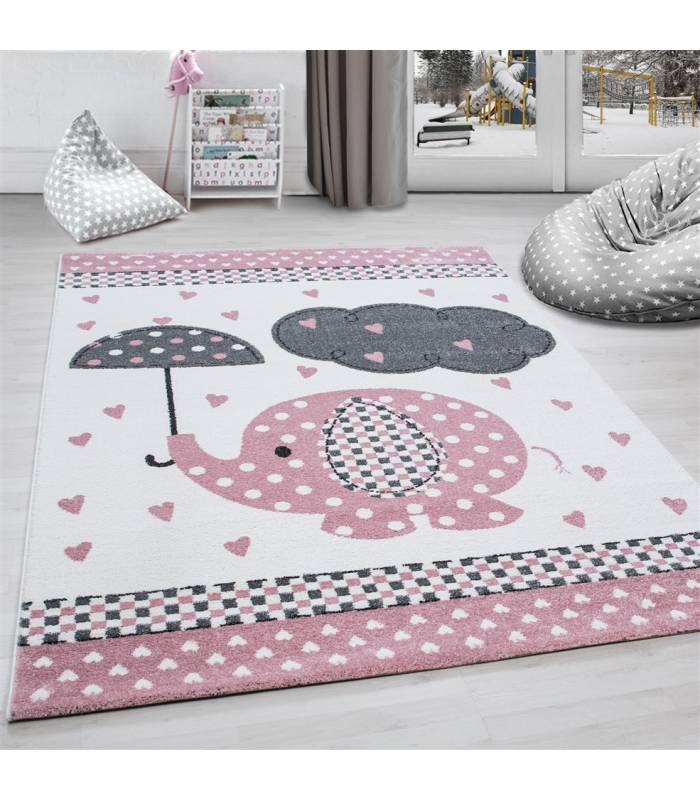 Children's carpet short pile lighthouse seafaring ship children's room gray beige