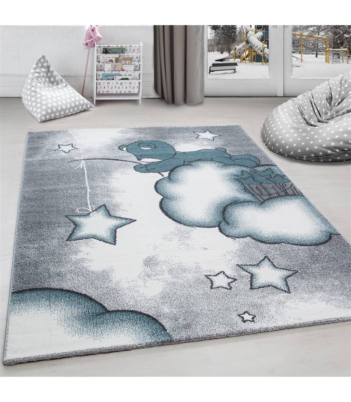 Children's carpet short pile lighthouse seafaring ship children's room gray beige
