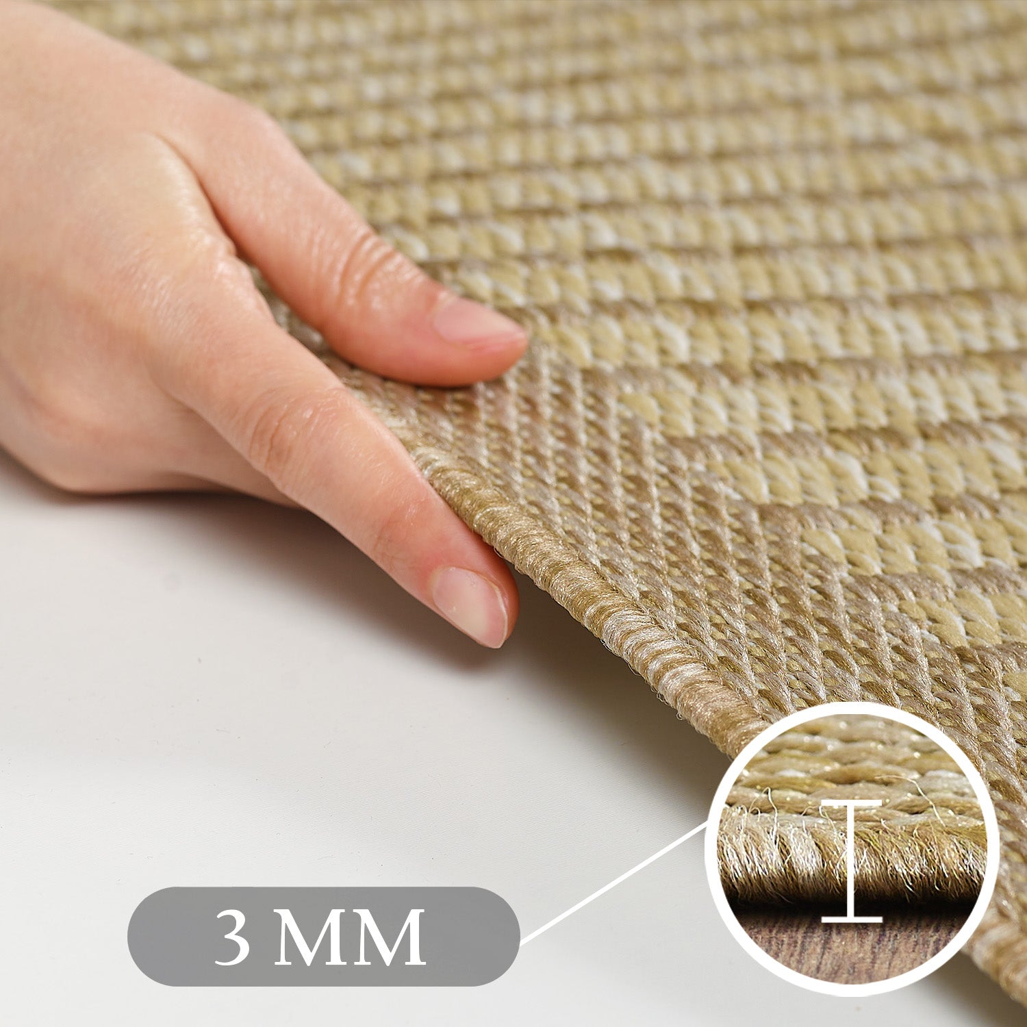 Teppich Wohnzimmer Beige Hochflor Läufer Flur Skandi Boho Teppich 3D Design