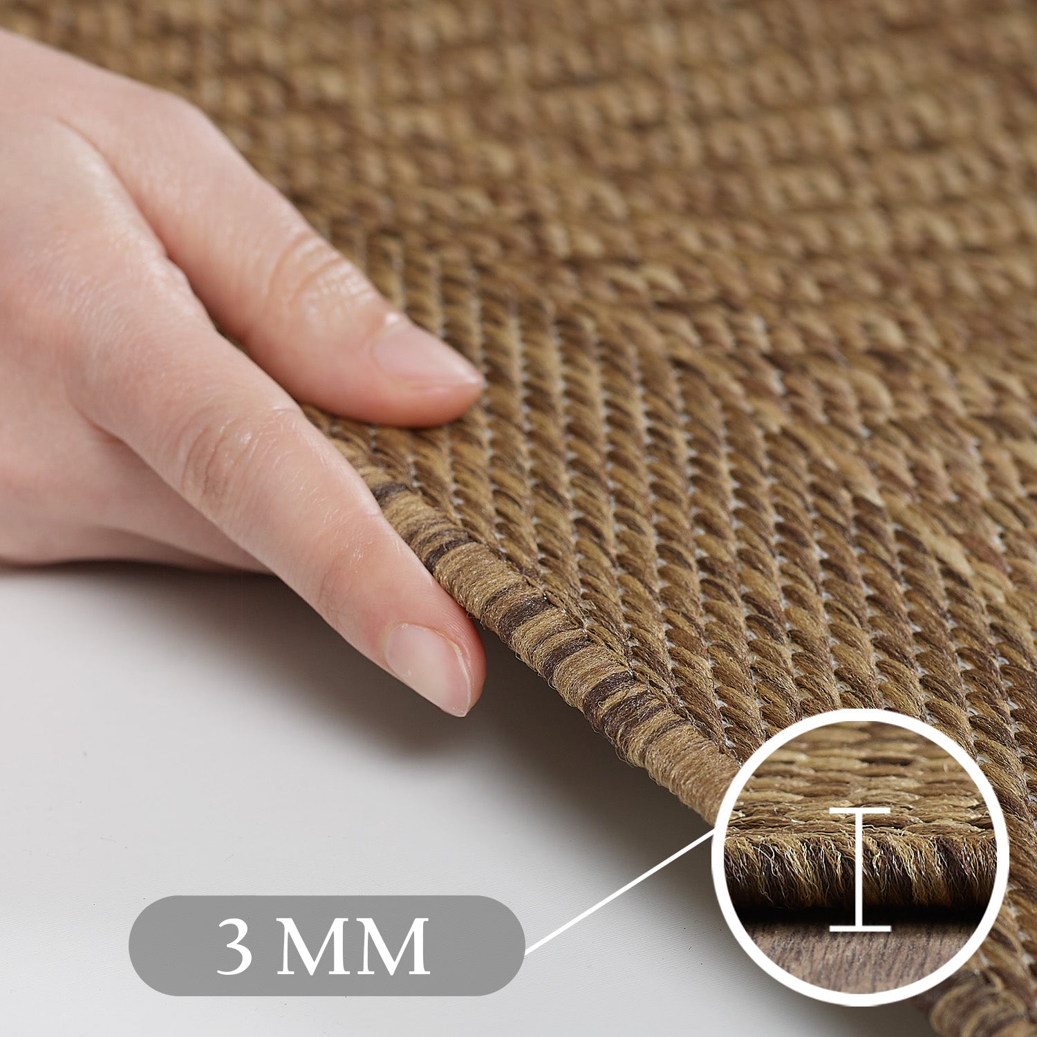 Teppich Wohnzimmer Beige Hochflor Läufer Flur Skandi Boho Teppich 3D Design