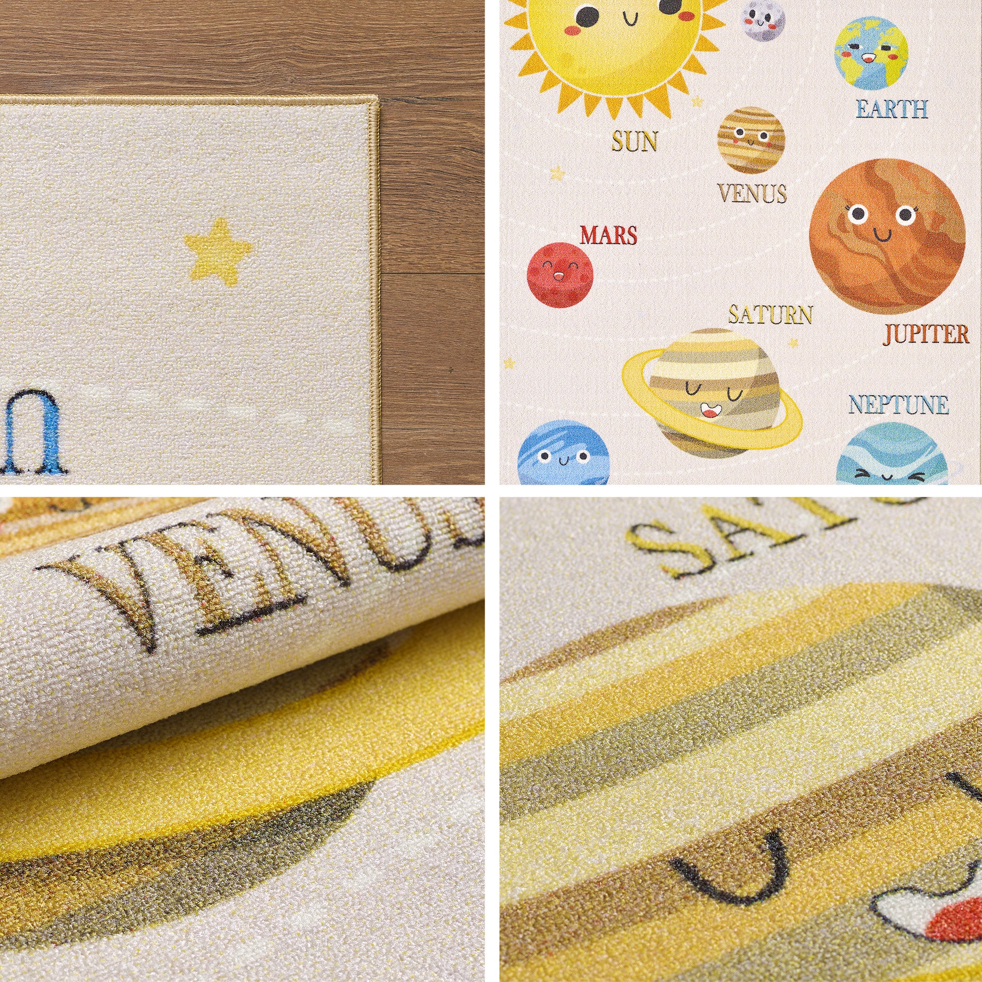 Teppich Kinderzimmer Beige Mädchen & Junge Kinderteppich Waschbar Rutschfest