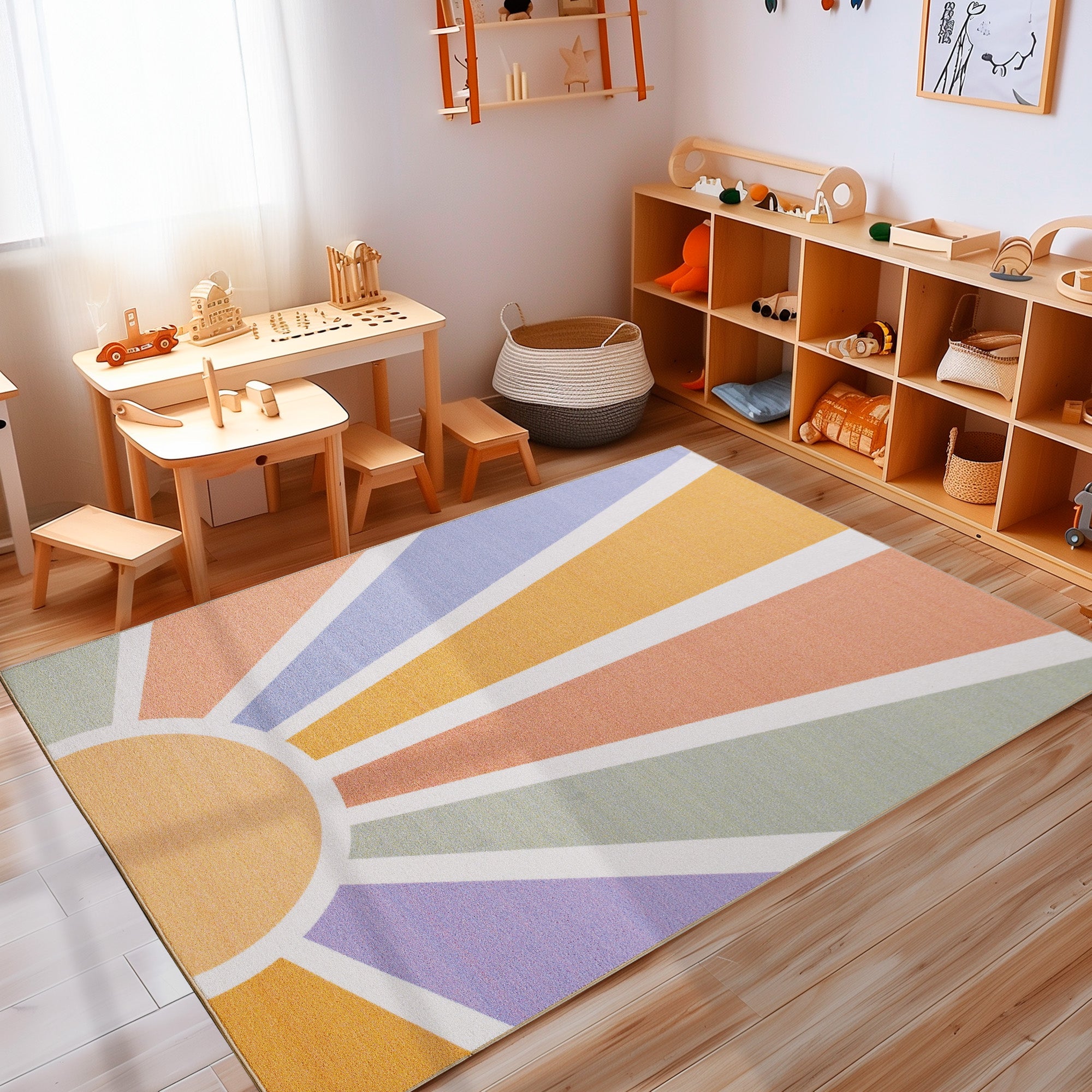 Teppich Kinderzimmer Multicolor Waschbar Spielteppich Teppich Rutschfest