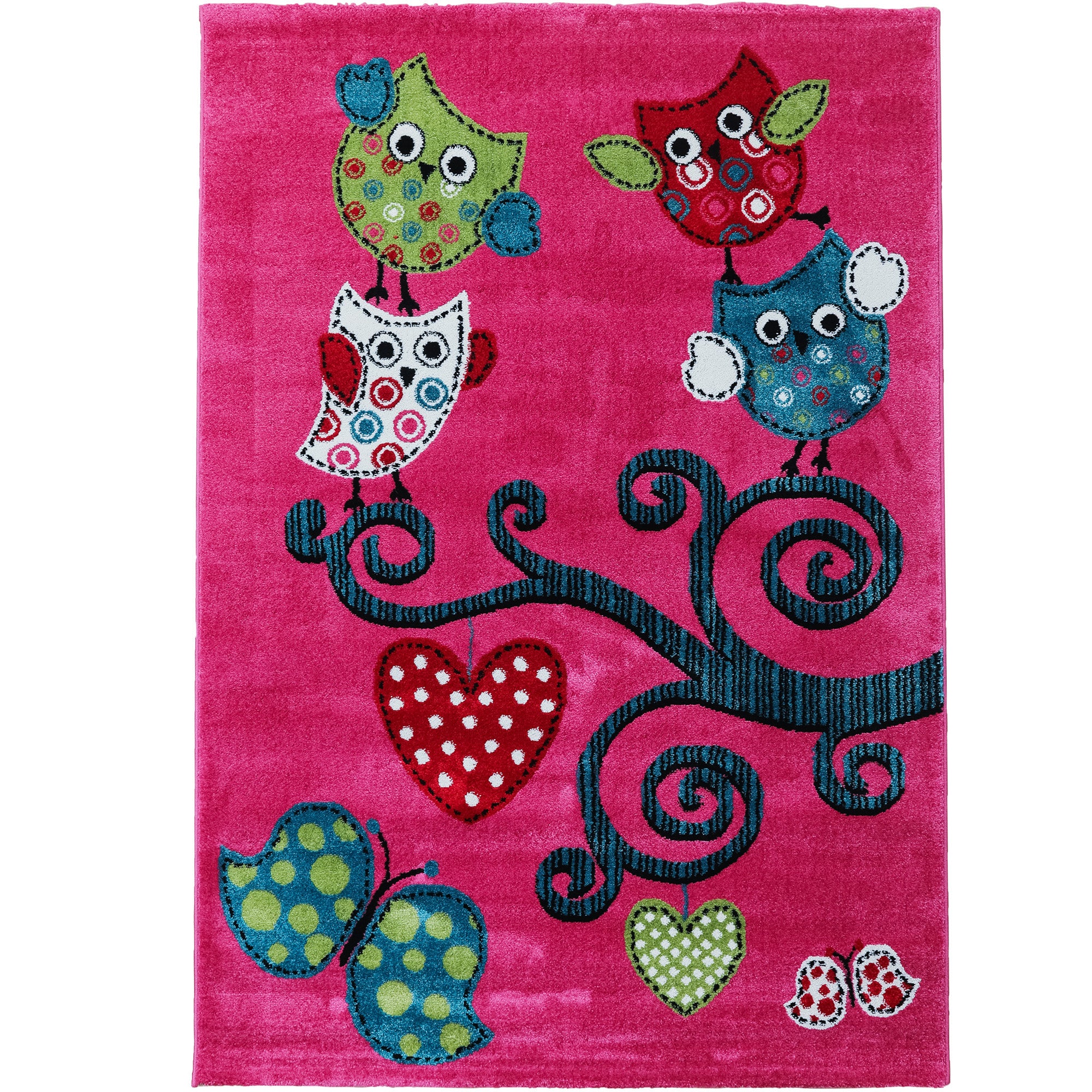 Kinderteppich Mädchen Eule-Design Babyzimmer Teppich Kinderzimmer Pflegeleicht