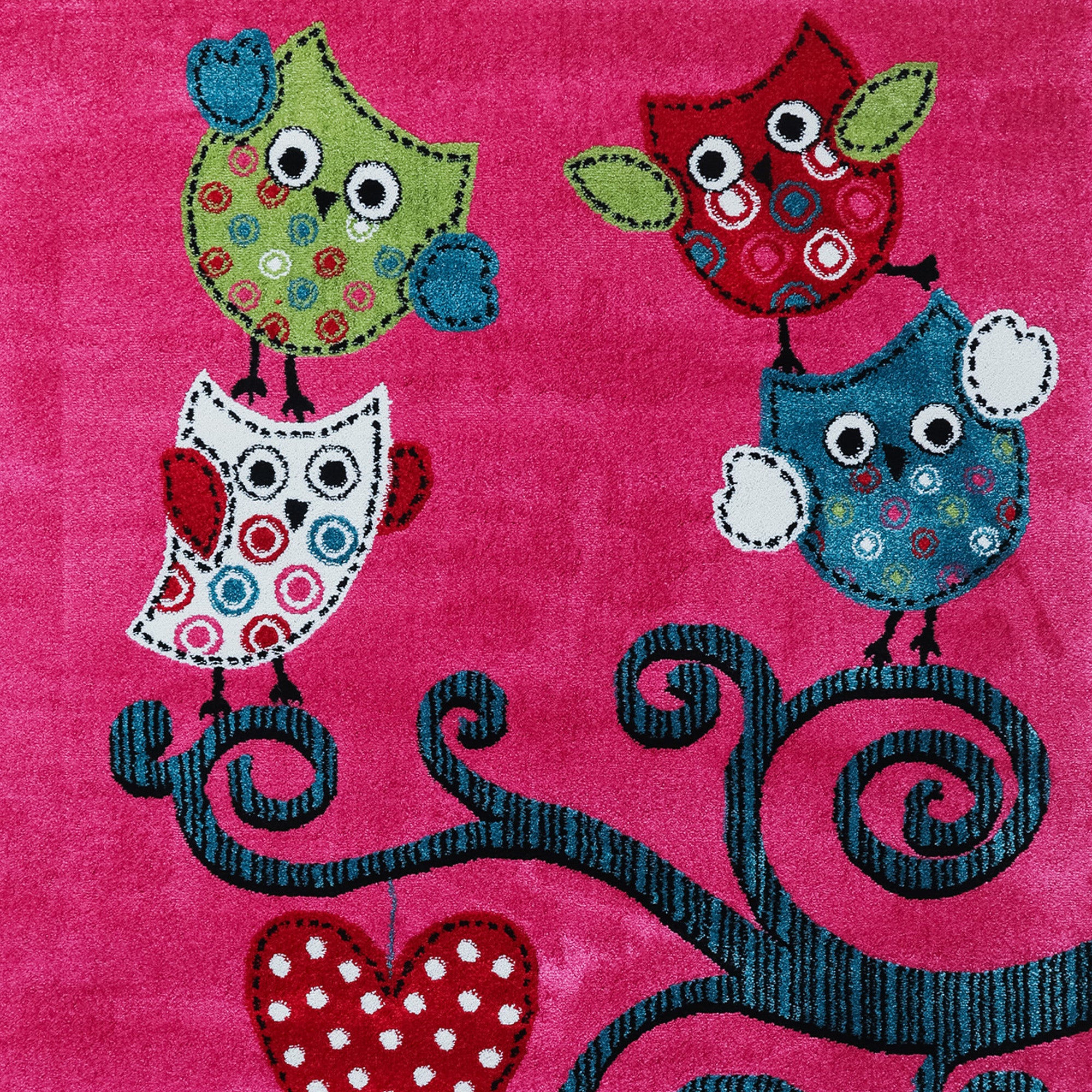 Kinderteppich Mädchen Eule-Design Babyzimmer Teppich Kinderzimmer Pflegeleicht