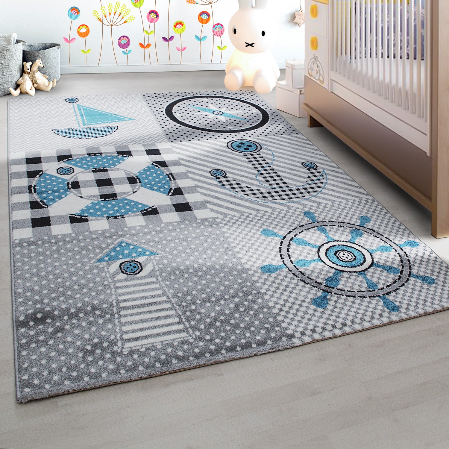 Tapis enfant garçon pirate design tapis chambre bébé chambre enfant facile d'entretien