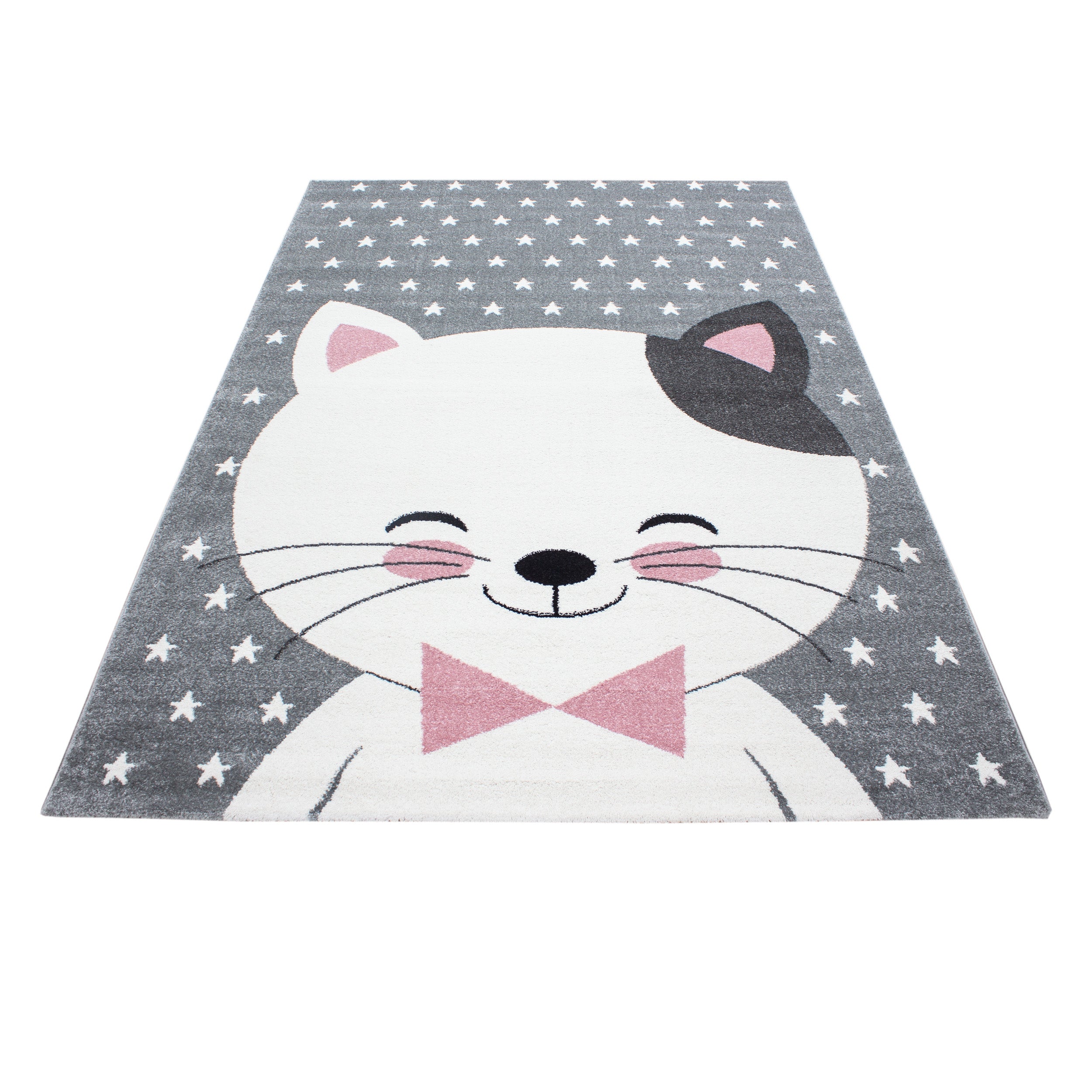 Kinderteppich Mädchen Katze Design Babyzimmer Teppich Kinderzimmer Pflegeleicht