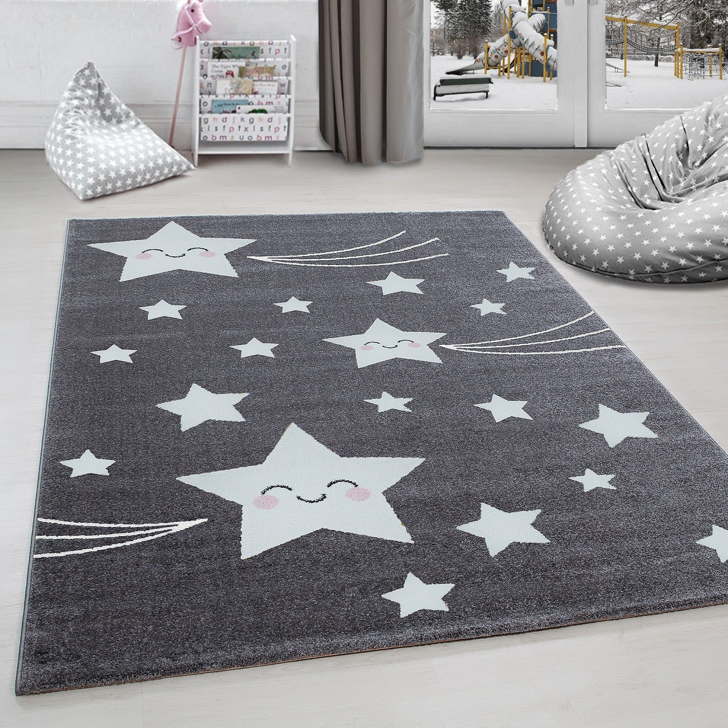 Tapis enfant fille étoile design tapis chambre bébé chambre enfant facile d'entretien