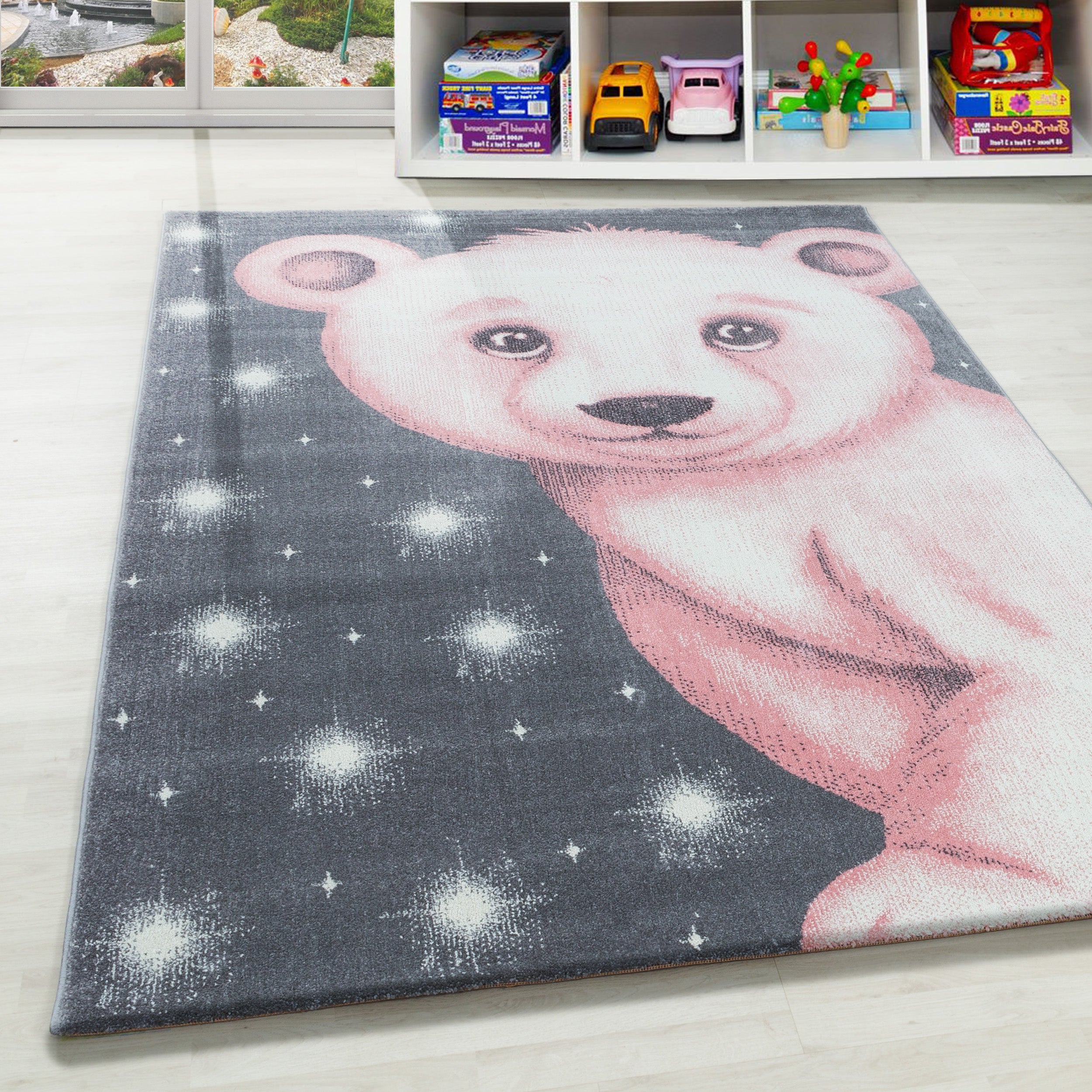 Children's Rug Children's Room Bear Design Children's Rug Baby Room Soft Pile