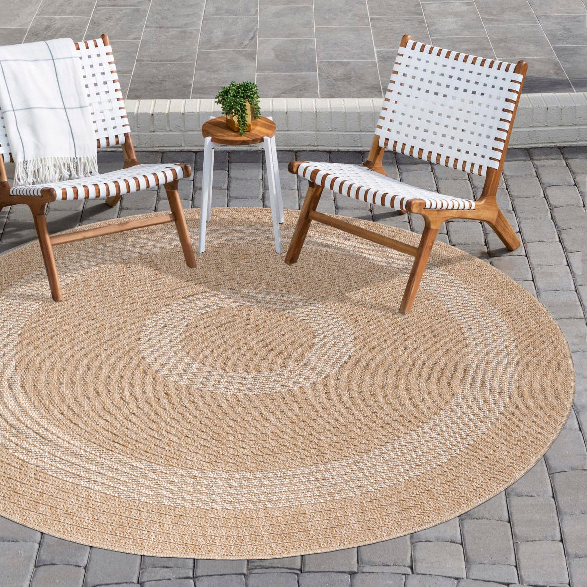 Round outdoor rug vintage design weatherproof patio kitchen balcony