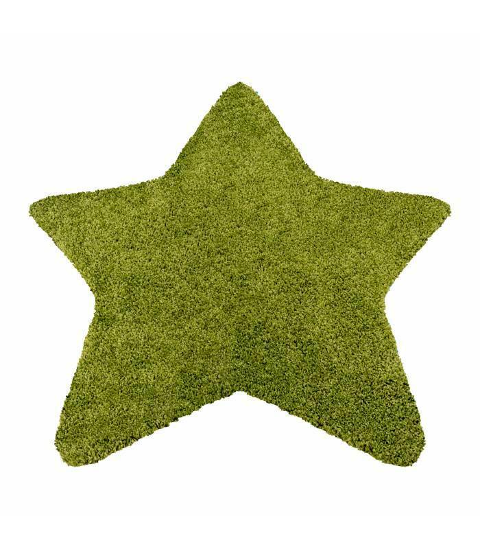 Tapis en forme d'étoile pour enfant, à poils longs, motif étoile, couleur verte