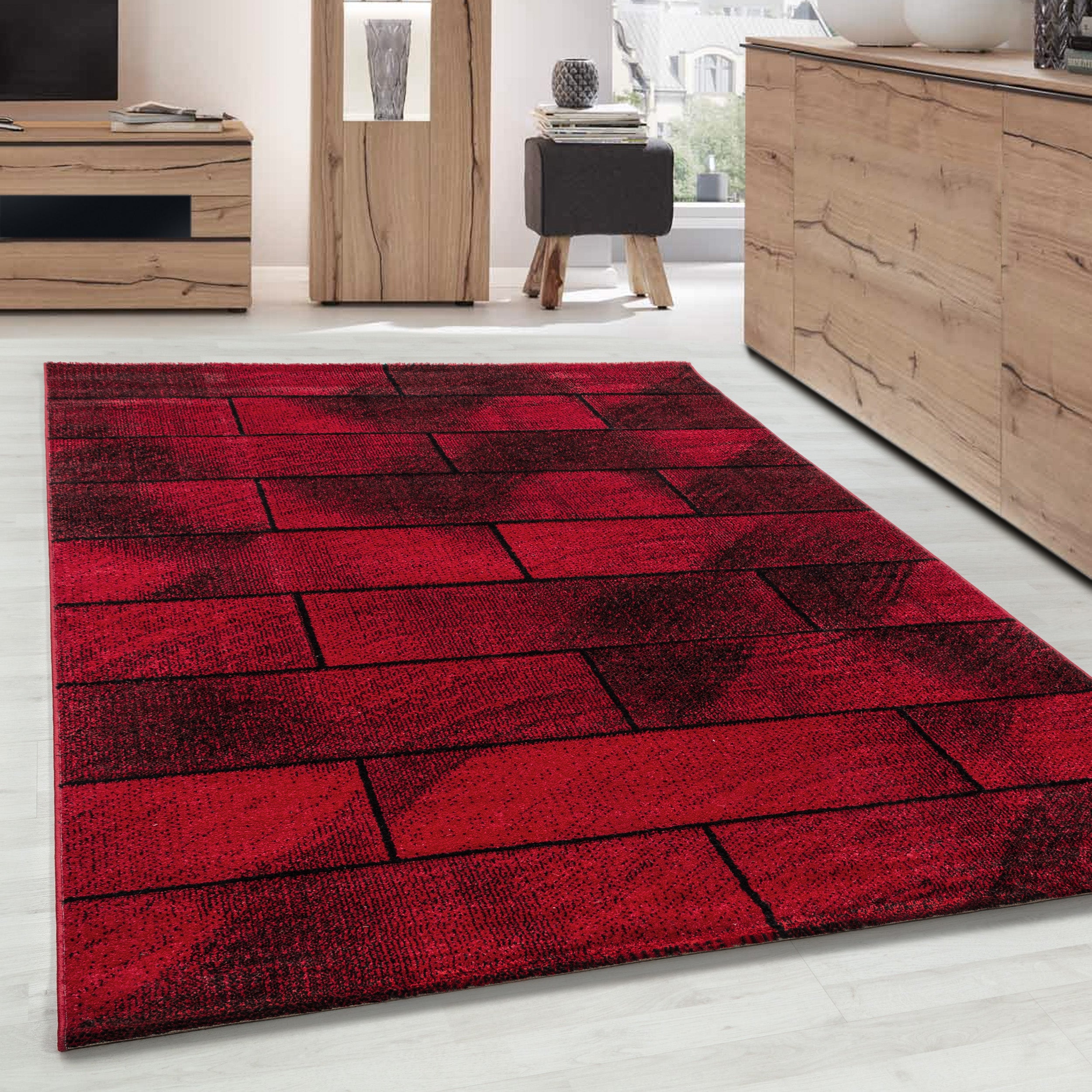 Modern Designer Kurzflor Teppich Geometrisch Design Weich Teppich Wohnzimmer