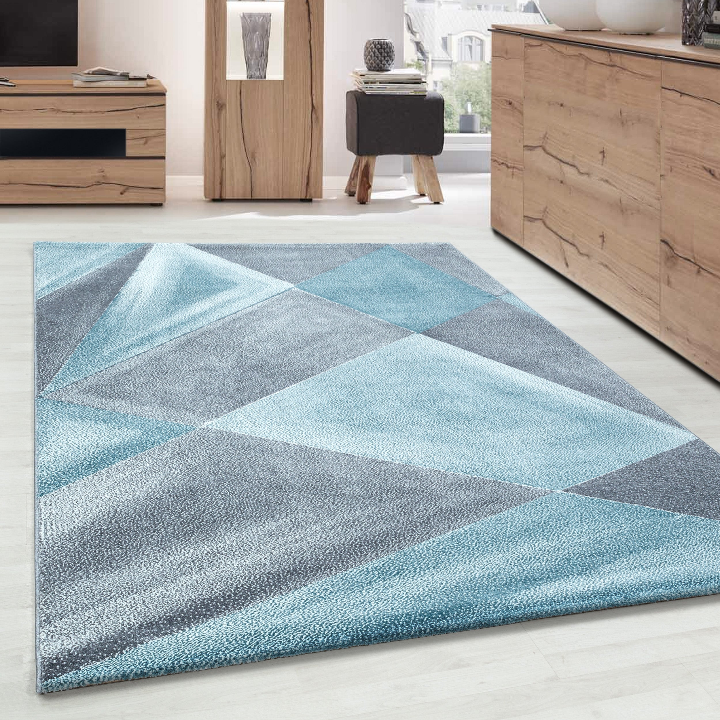 Modern Designer Kurzflor Teppich Geometrisch Design Weich Teppich Wohnzimmer