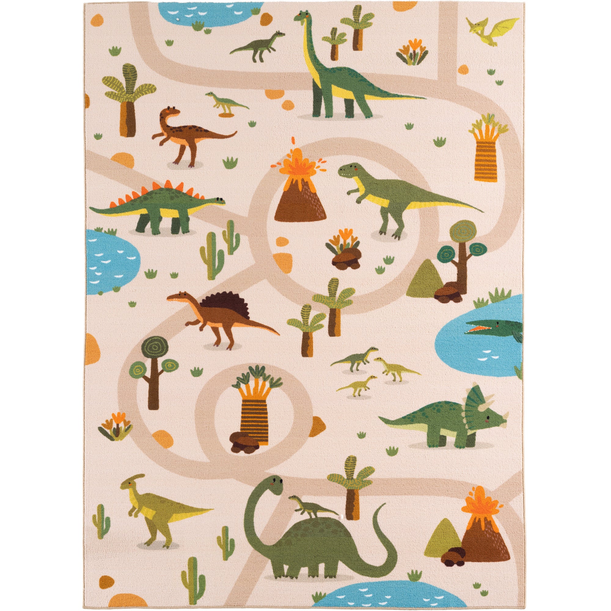 Carpettex Kinderteppich Dinosaurier Dino Straßen Spielteppich