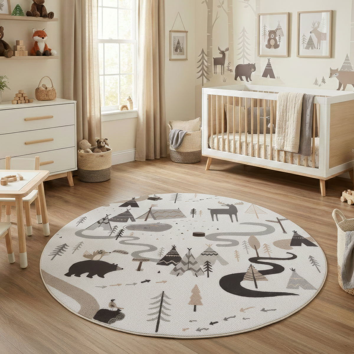 Carpettex Kinderteppich Wald Tiere Spielteppich