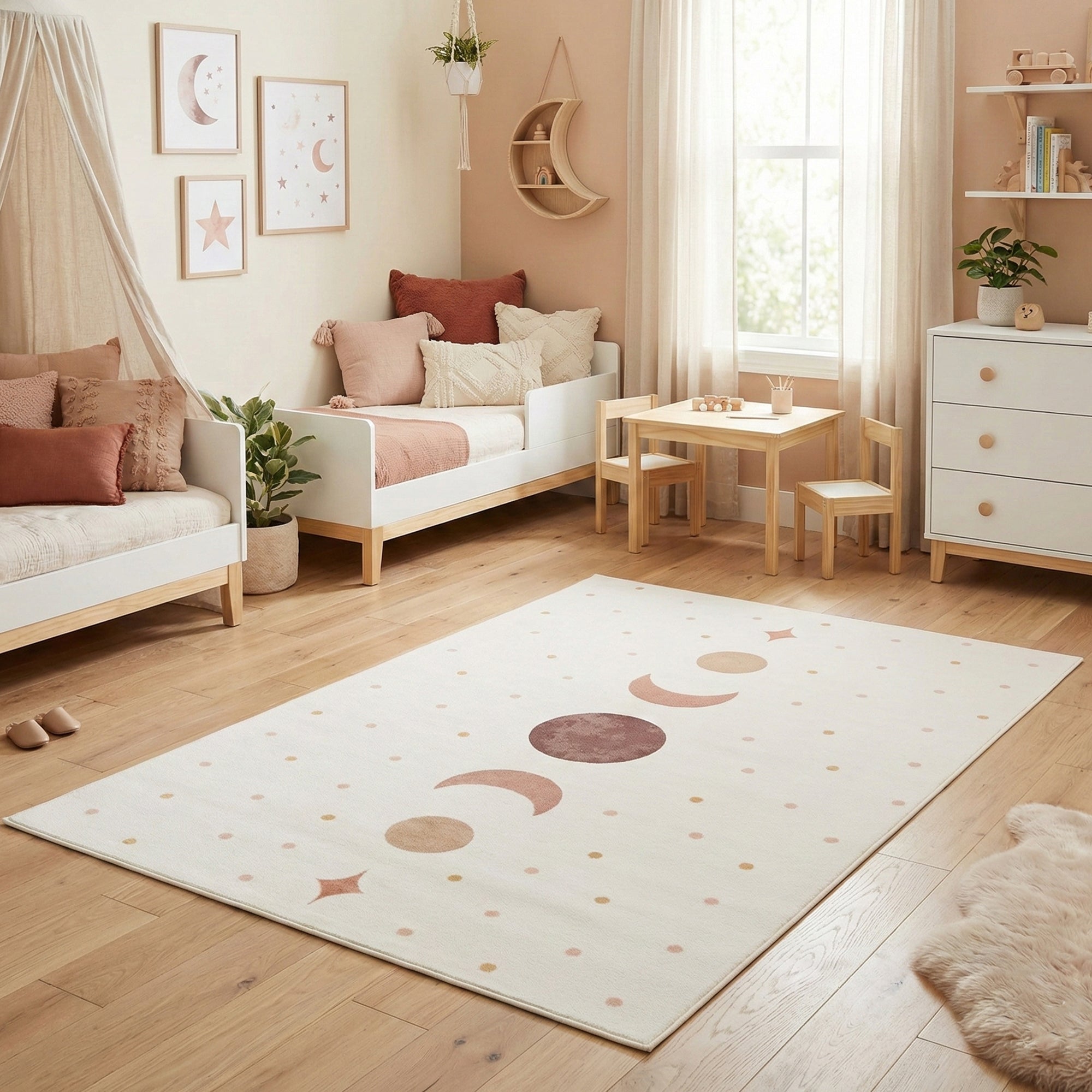 Carpettex Kinderteppich Mondphasen Spielteppich für Kinderzimmer Spielecken