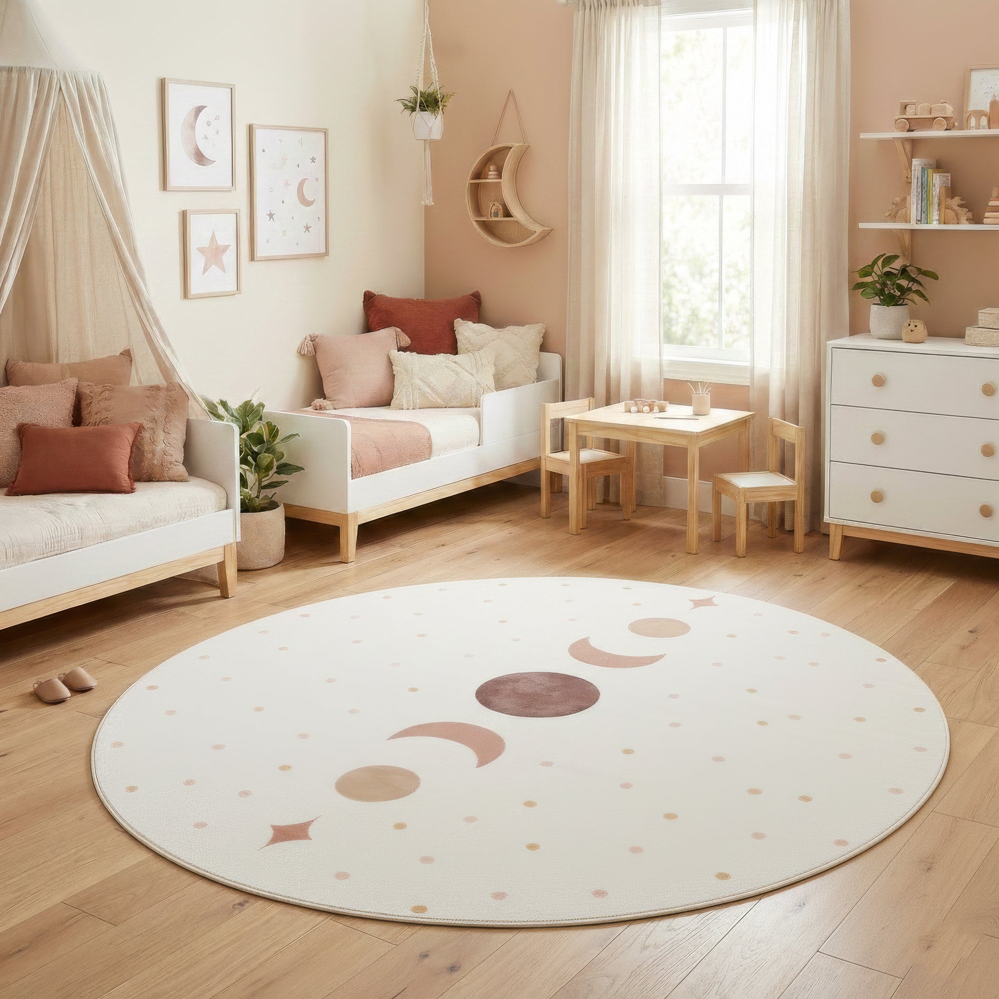 Carpettex Kinderteppich Mondphasen Spielteppich für Kinderzimmer Spielecken