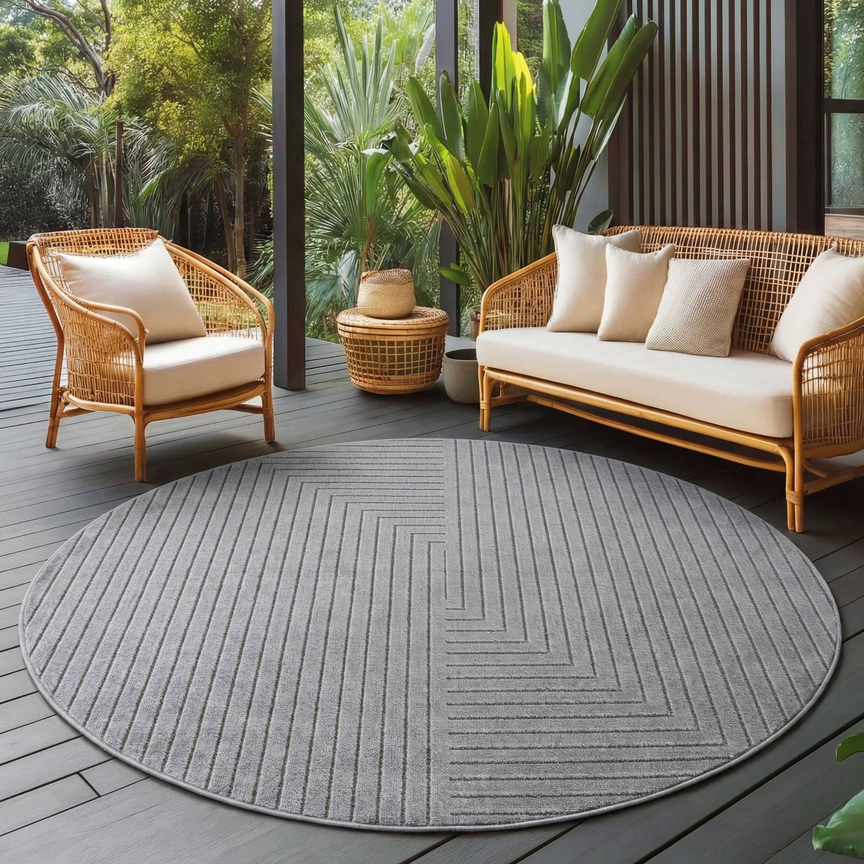 Tapis d'intérieur et d'extérieur Carpettex, résistant aux intempéries, pour salon/balcon, lavable, gris