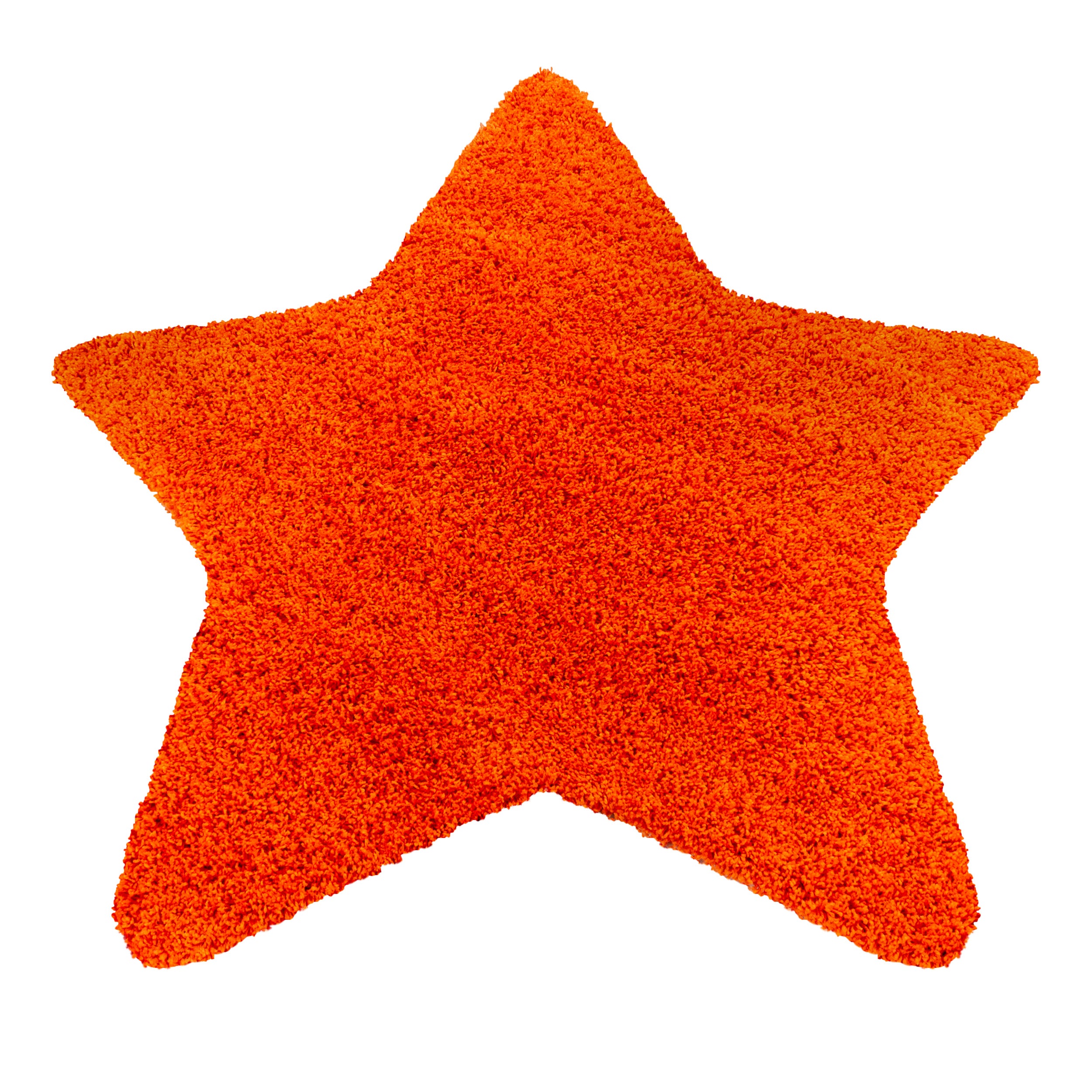 Tapis en forme d'étoile pour enfant, poils longs, motif étoile, couleur orange