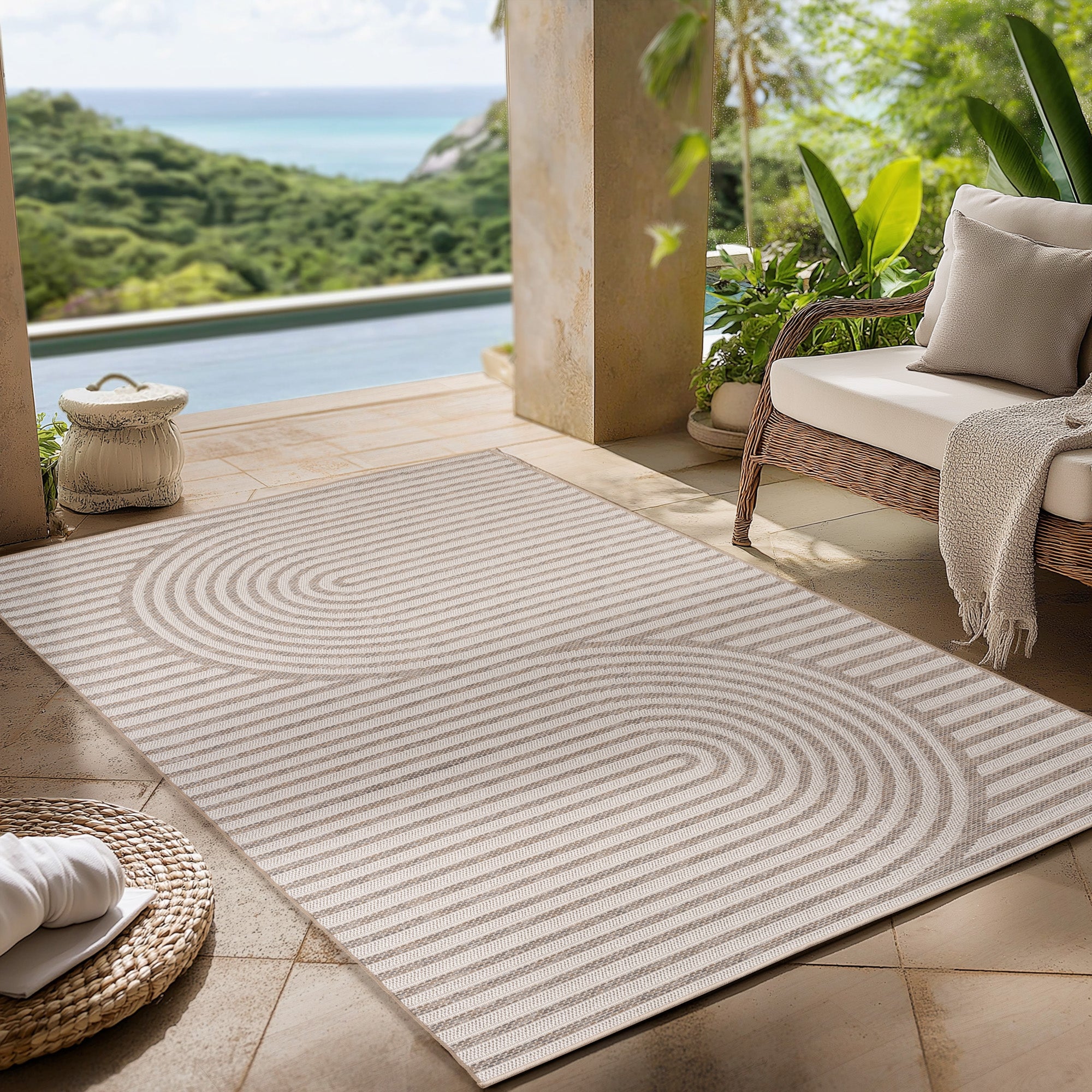 Carpettex Outdoor Teppich wetterfest Balkon, Terrasse, Garten Skandi Boho-Design