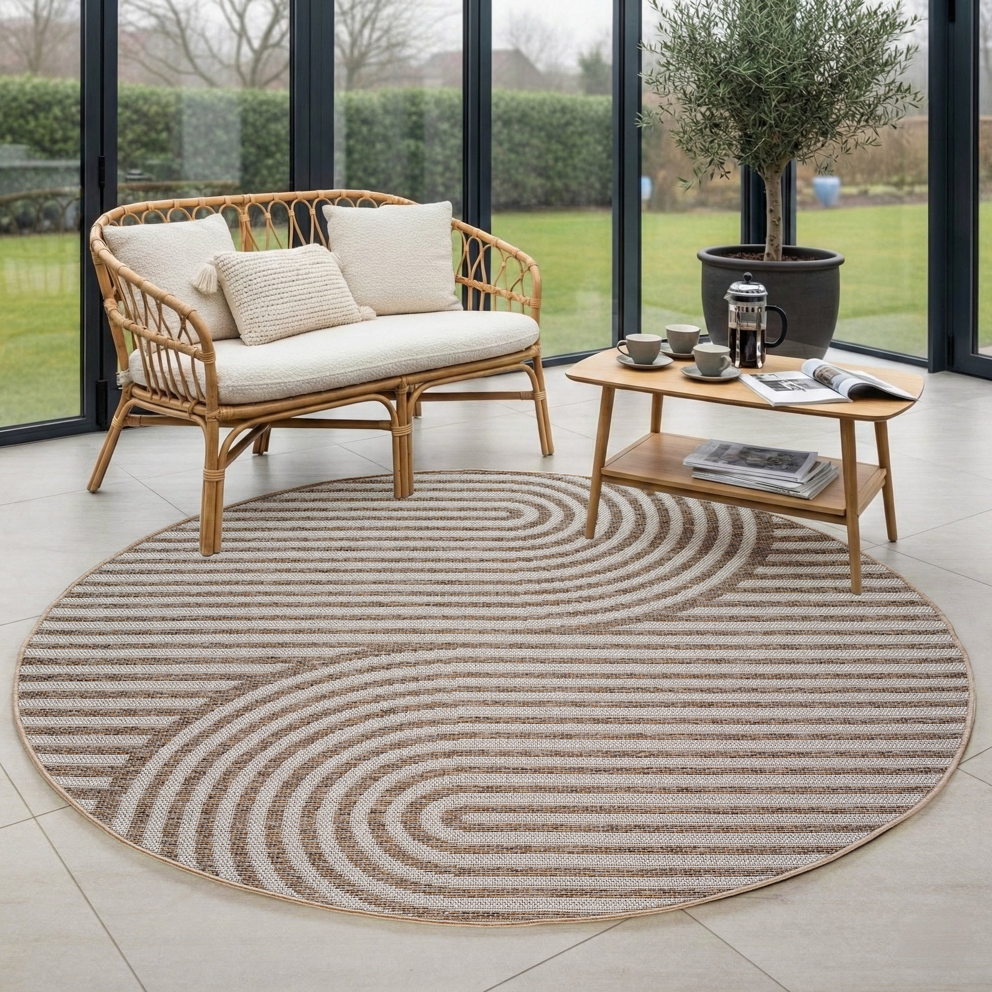 Tapis d'extérieur Carpettex, résistant aux intempéries, pour balcon, terrasse, jardin, style scandinave bohème