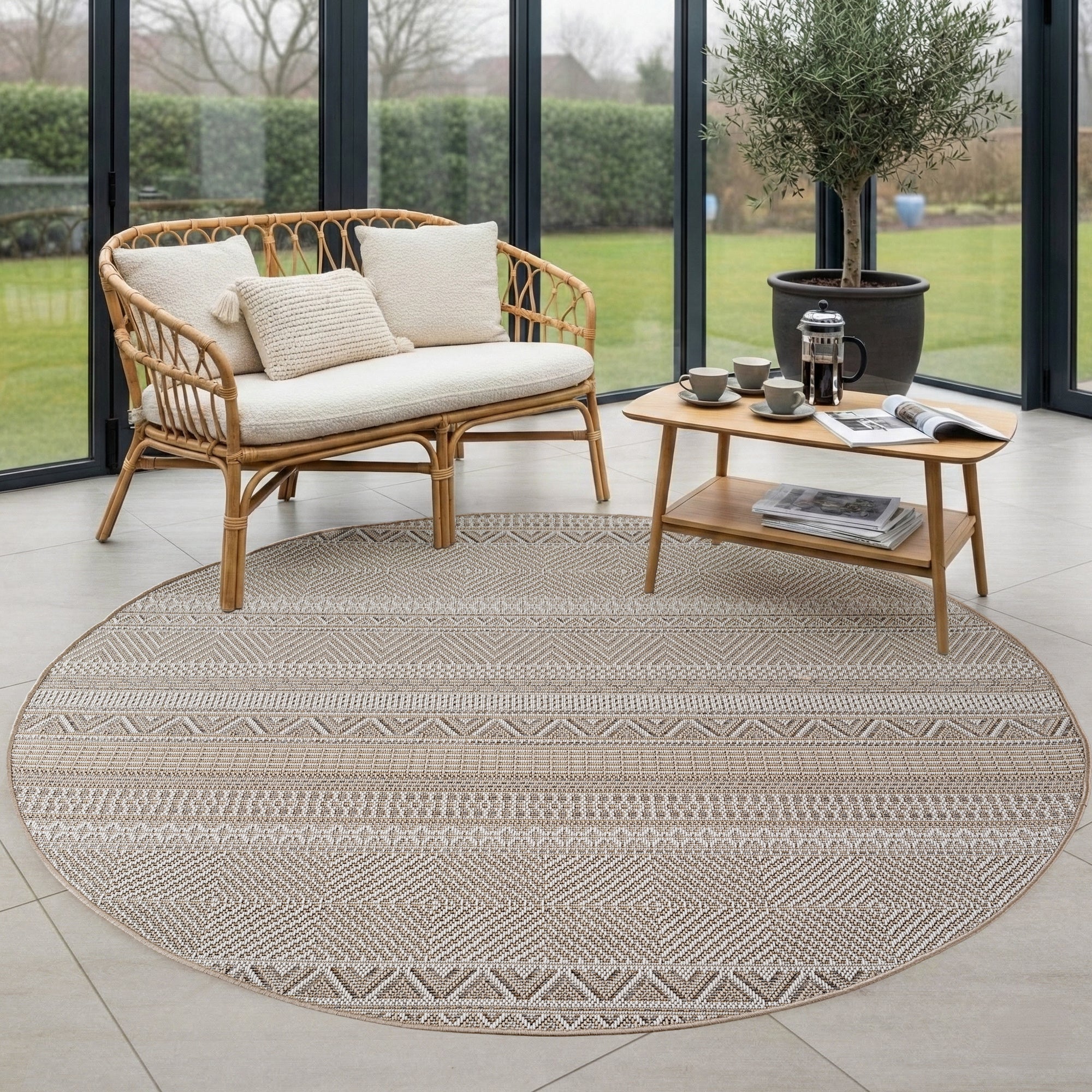 Tapis d'extérieur Carpettex, résistant aux intempéries, pour balcon, terrasse, jardin, style scandinave bohème