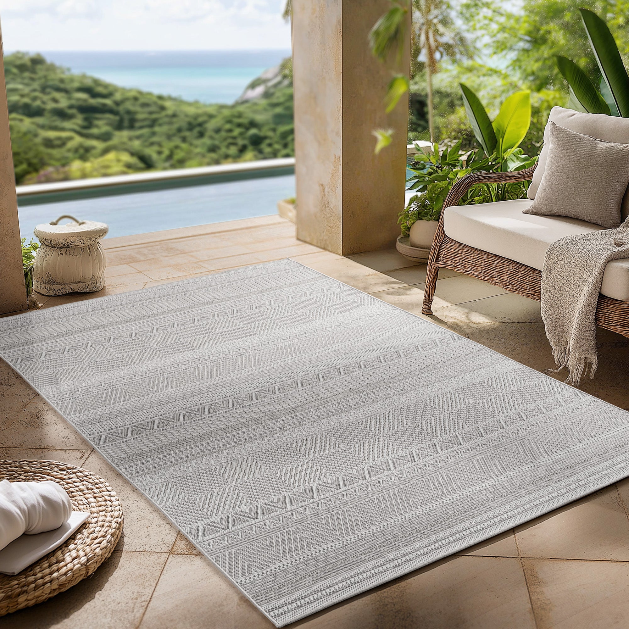 Carpettex Outdoor Teppich wetterfest Balkon, Terrasse, Garten Skandi Boho-Design
