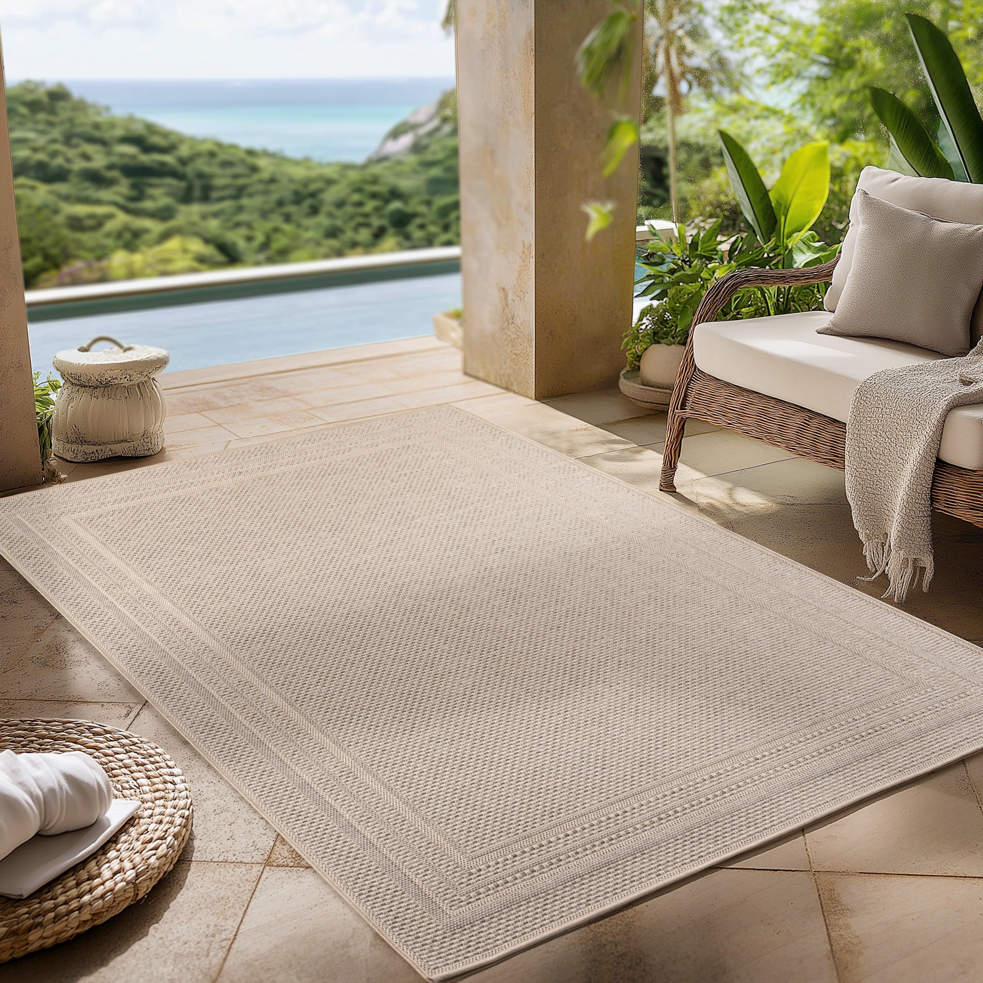 Carpettex Outdoor Teppich wetterfest Balkon, Terrasse, Garten Skandi Boho-Design