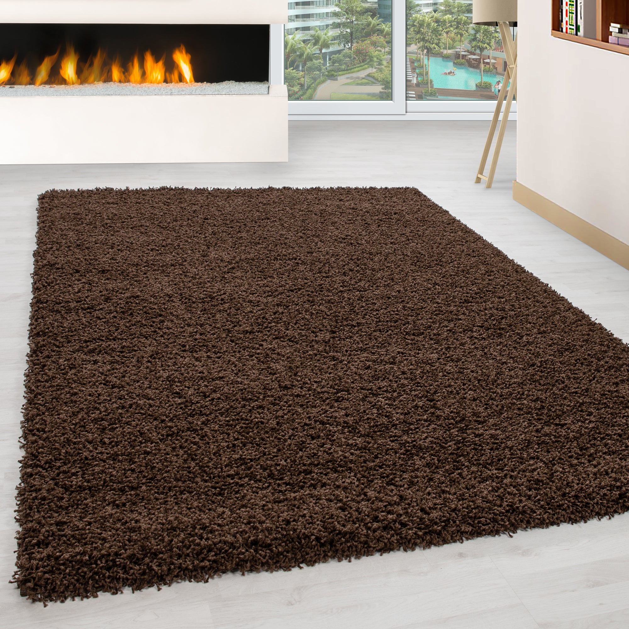 Hochflor Teppich Wohnzimmer Langflor Shaggy Teppich Einfarbig Design Flauschig