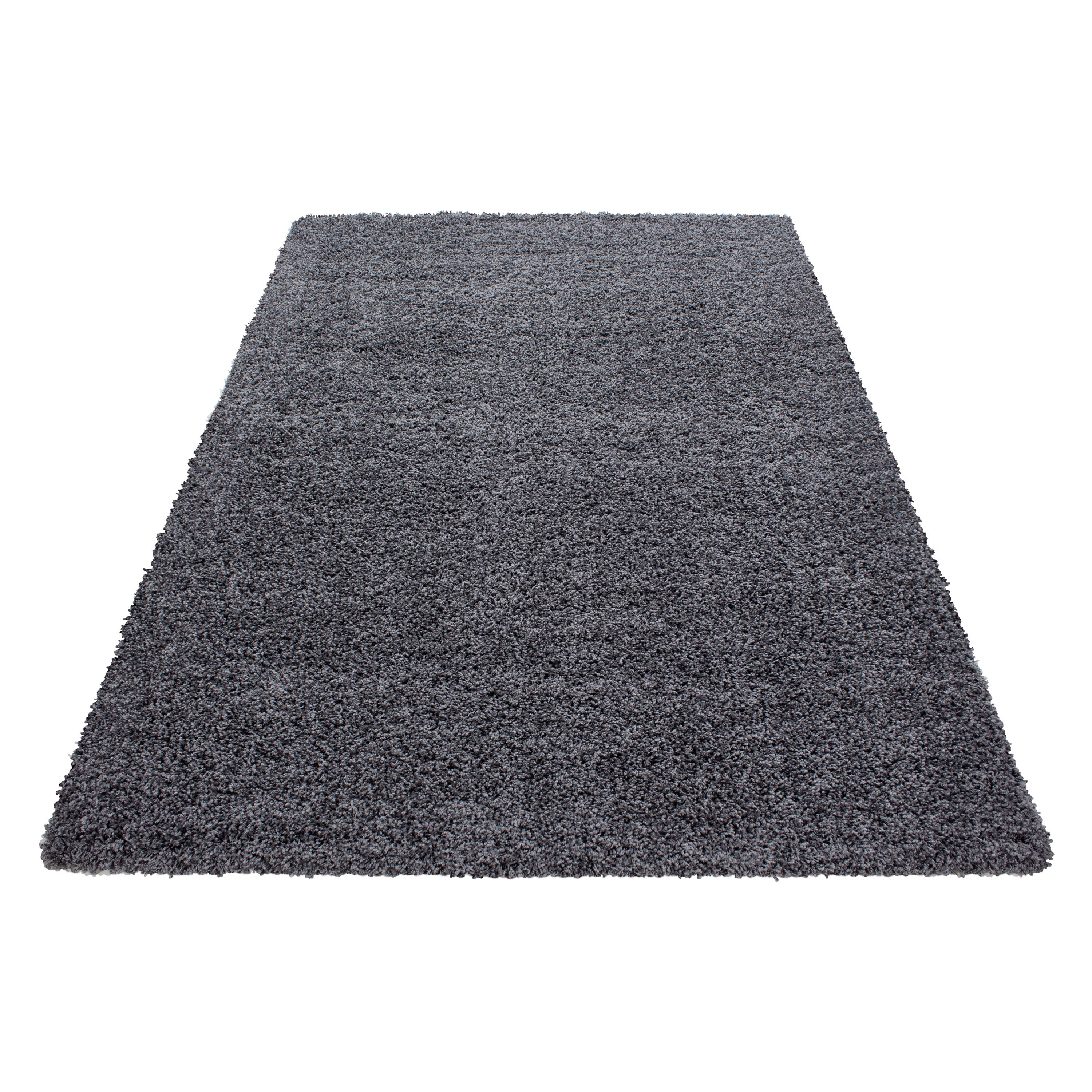 Deep pile rug for living room, long pile shaggy rug, plain design, fluffy