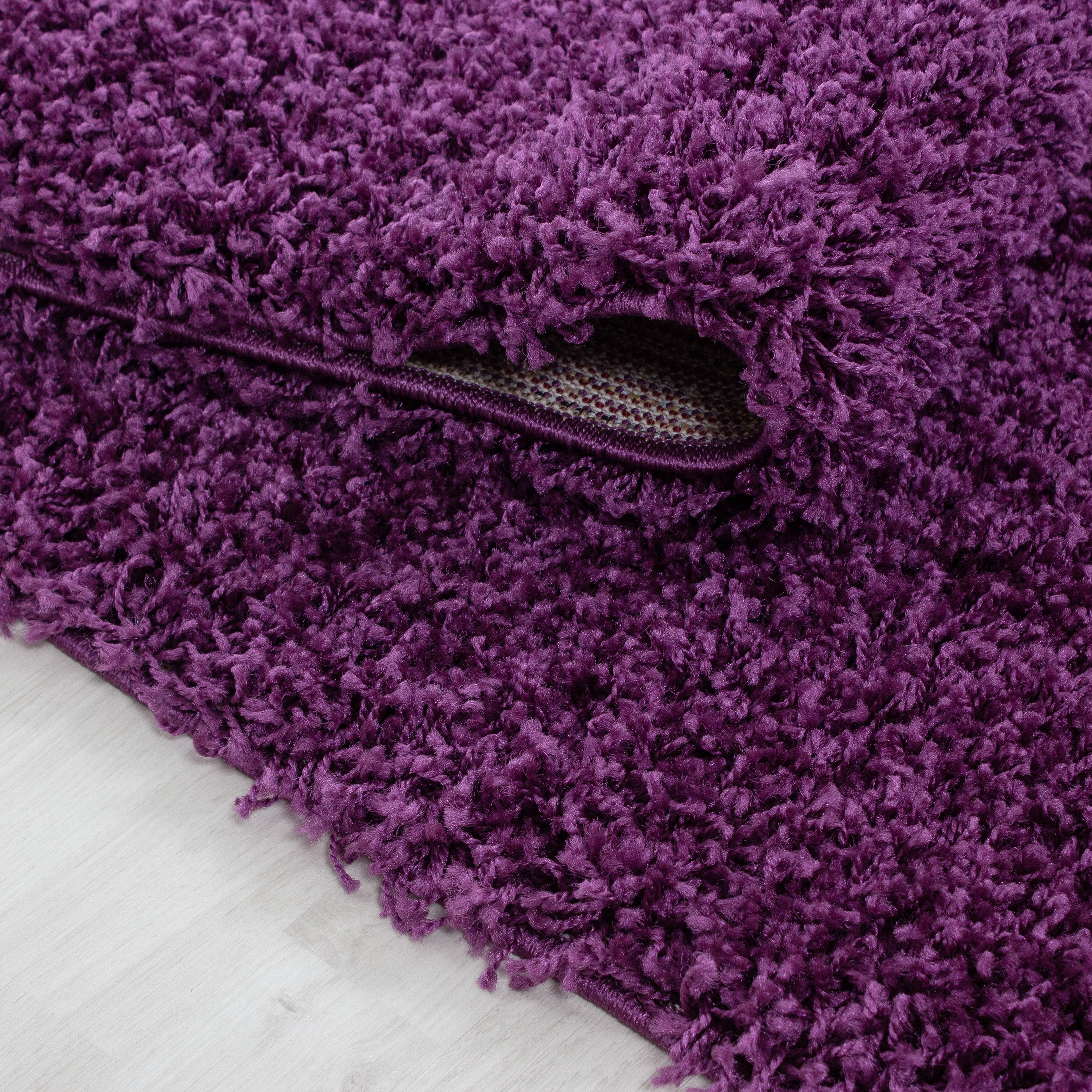 Deep pile rug for living room, long pile shaggy rug, plain design, fluffy