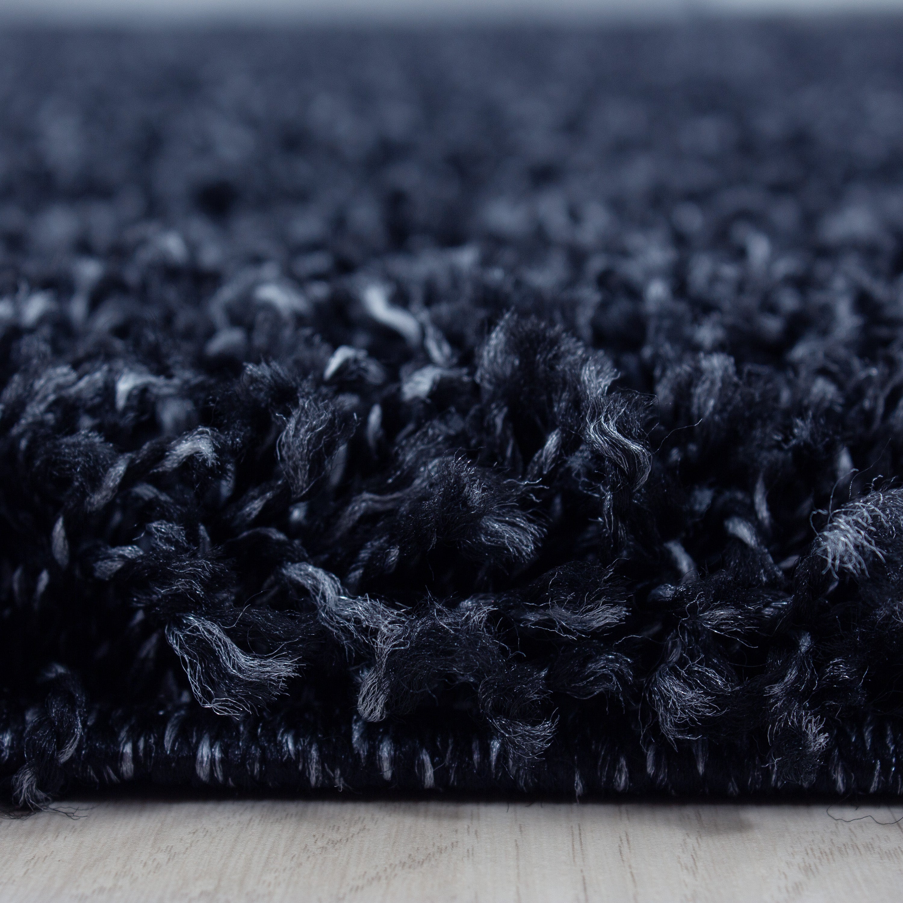 Bettumrandung Shaggy Teppich Läuferset 3 teilig Hochflor Einfarbig Marineblau