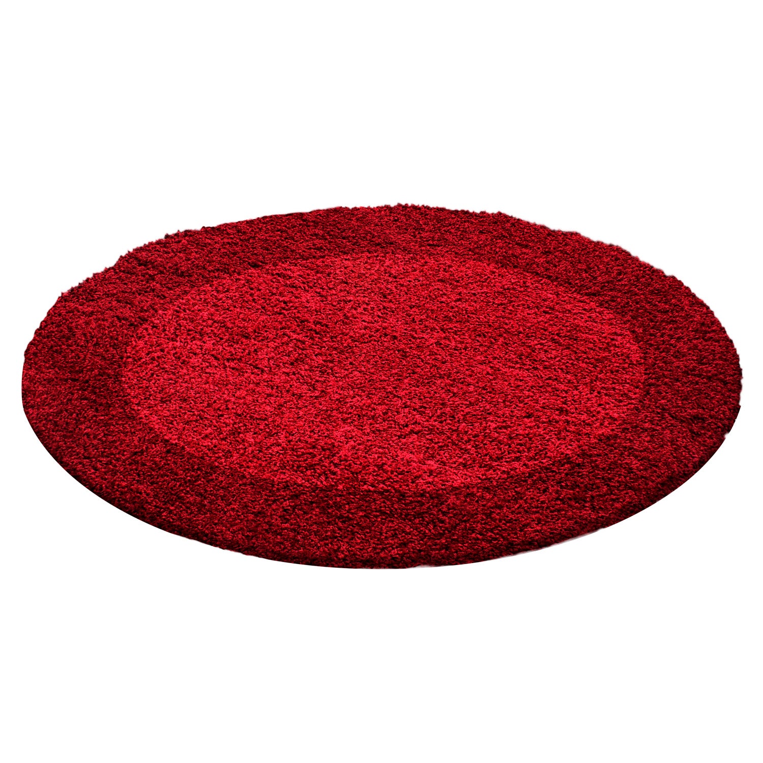 Runder Hochflor Teppich Wohnzimmer Langflor Shaggy Gemustert in Bordüre Design