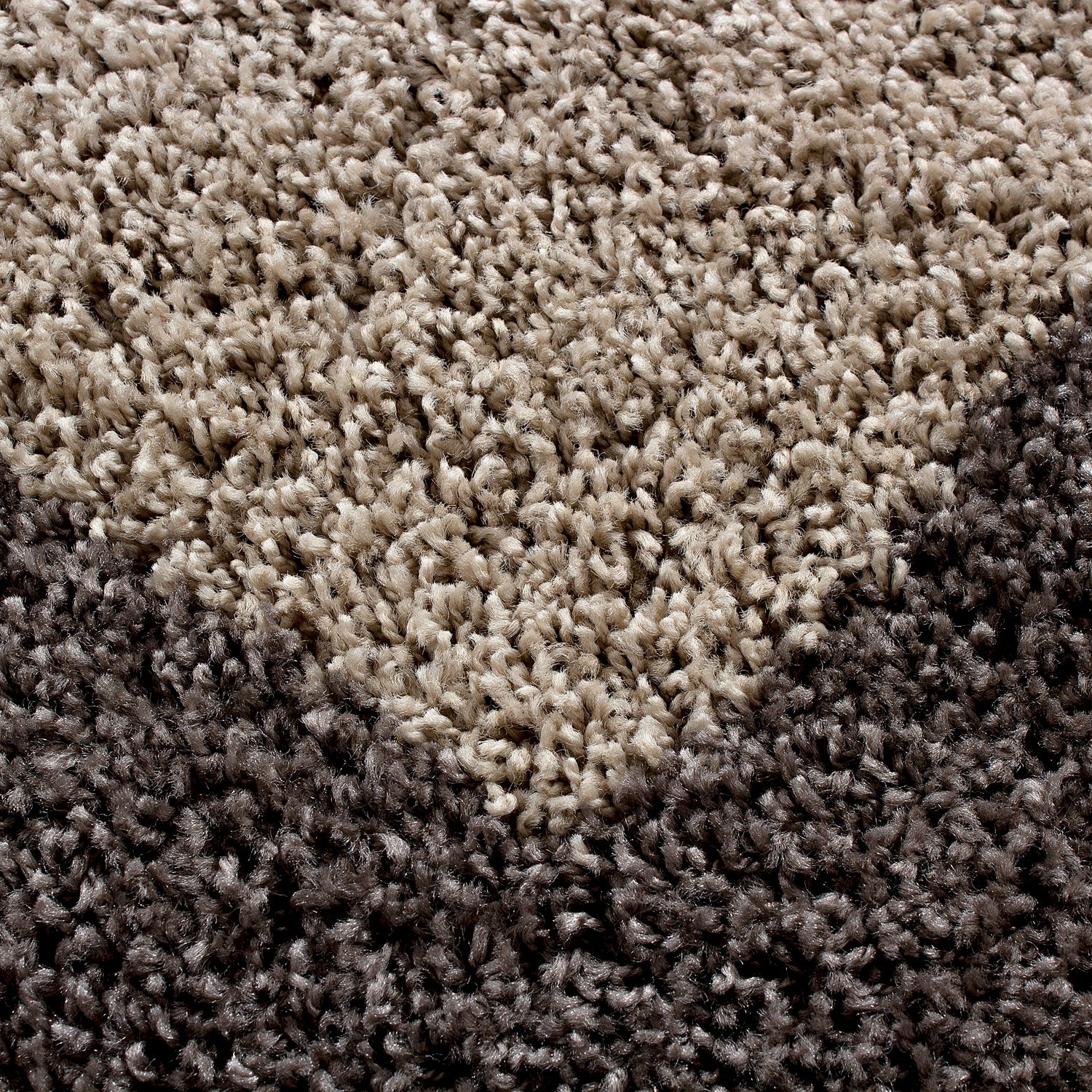 Runder Hochflor Teppich Wohnzimmer Langflor Shaggy Gemustert in Bordüre Design