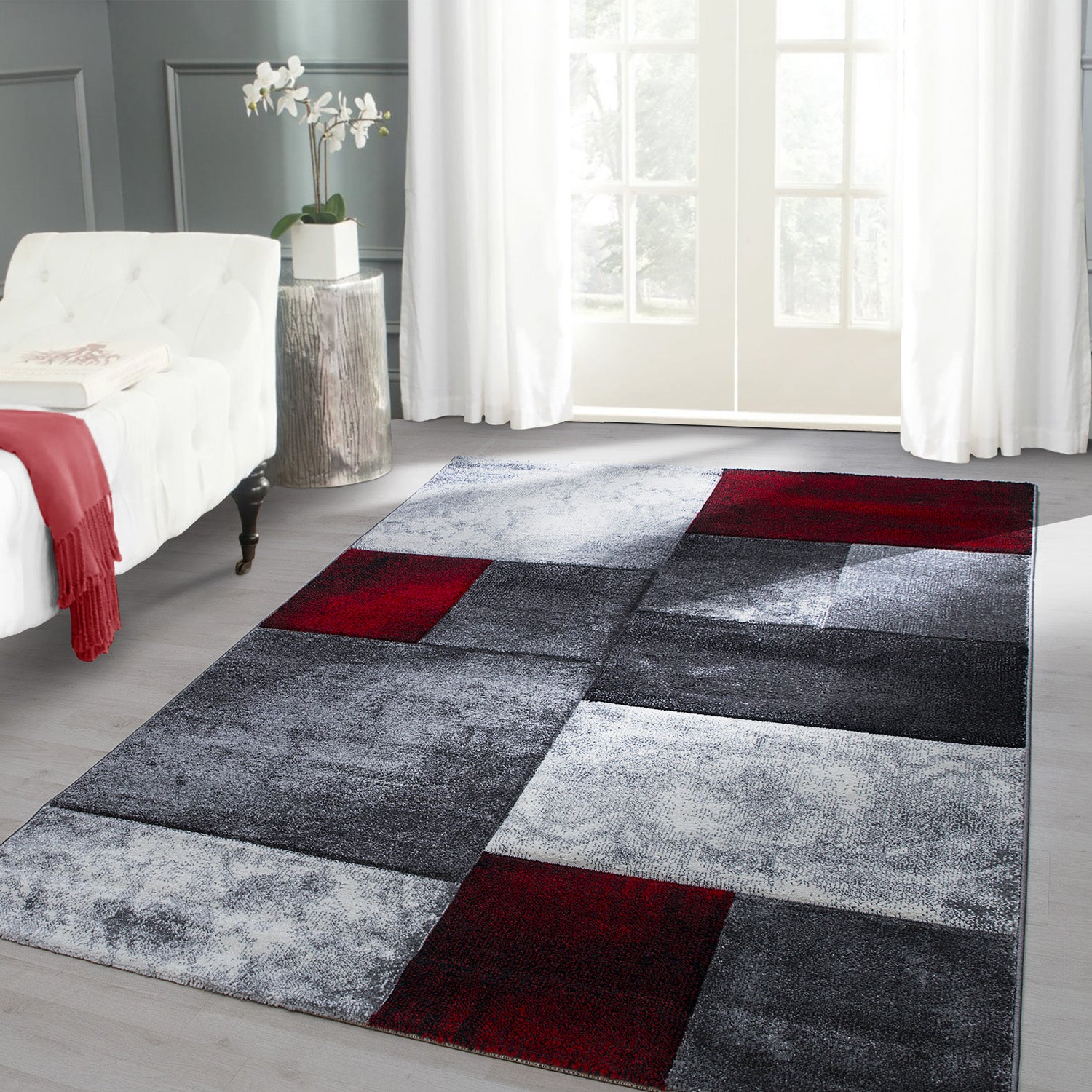 Designer Wohnzimmer Teppich Modern Design handgearbeiteter Konturenschnitt