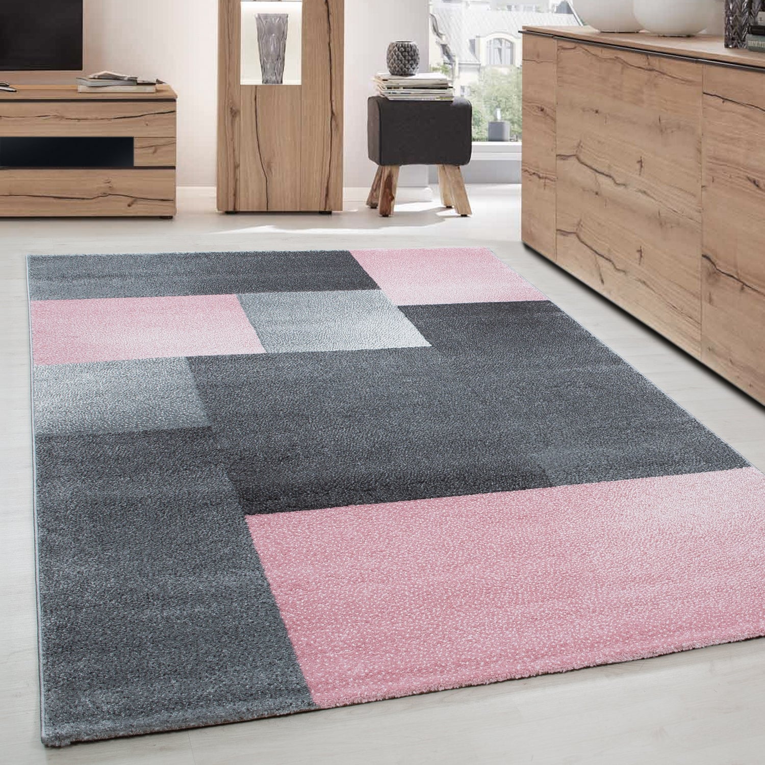 Teppich Wohnzimmer Schlafzimmer Esszimmer Kurzflor Modern Optik Meliert